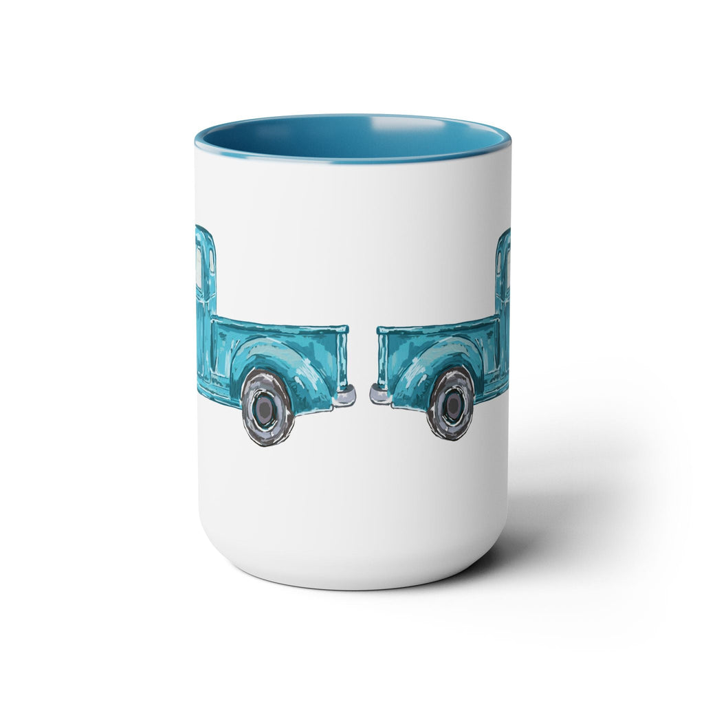 Fall Truck Two - Tone Ceramic Coffee Mugs - Blue Cava