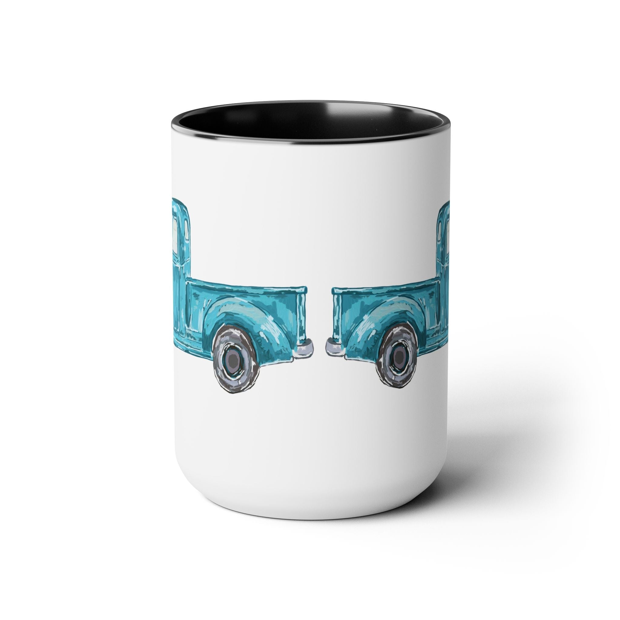 Fall Truck Two - Tone Ceramic Coffee Mugs - Blue Cava