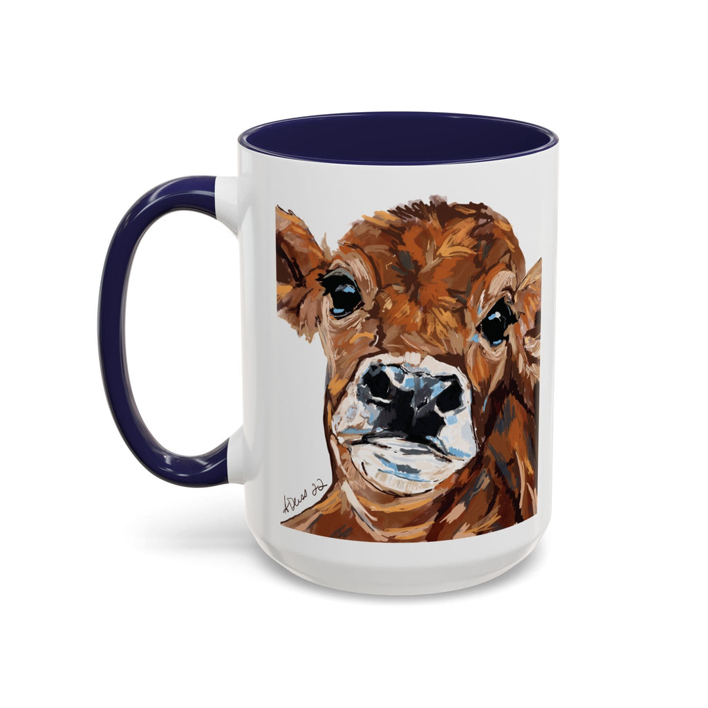 Farmhouse Brown Cow Two Tone Ceramic Mugs - Animal Lover Gifts - Blue Cava