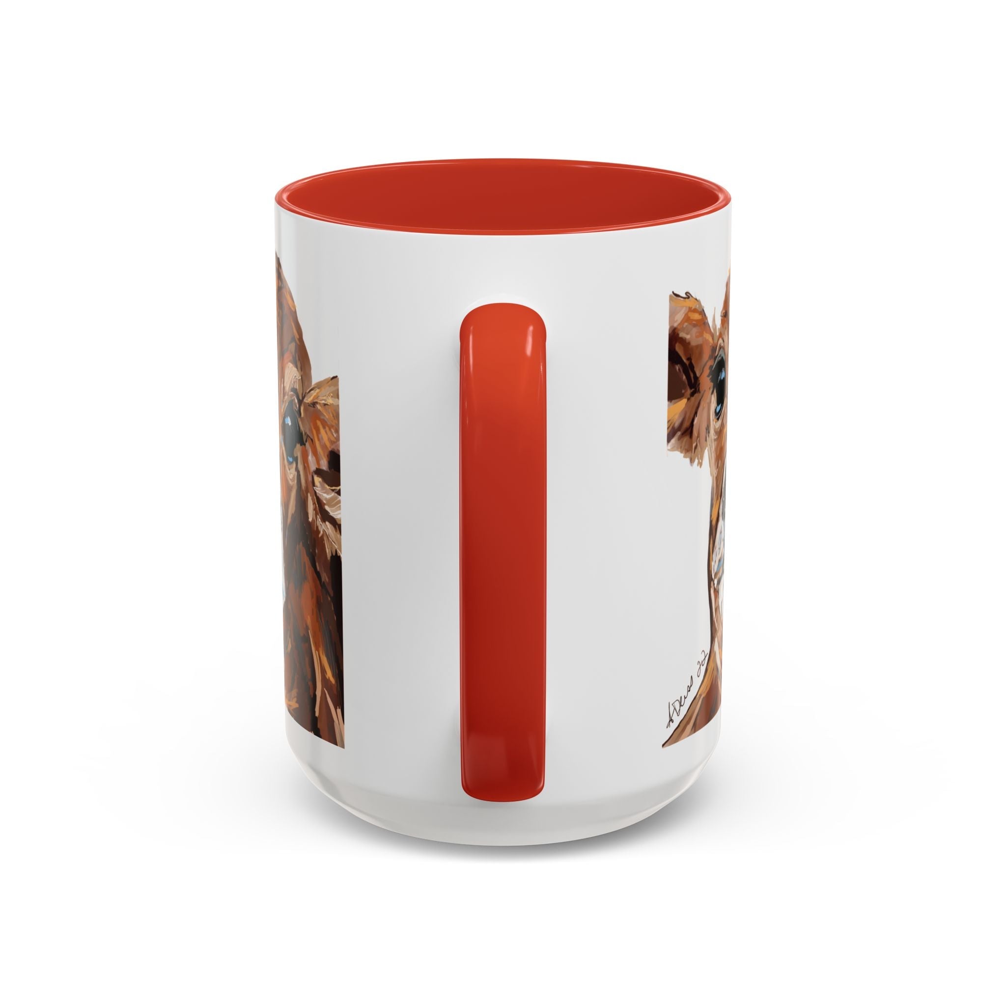 Farmhouse Brown Cow Two Tone Ceramic Mugs - Animal Lover Gifts - Blue Cava