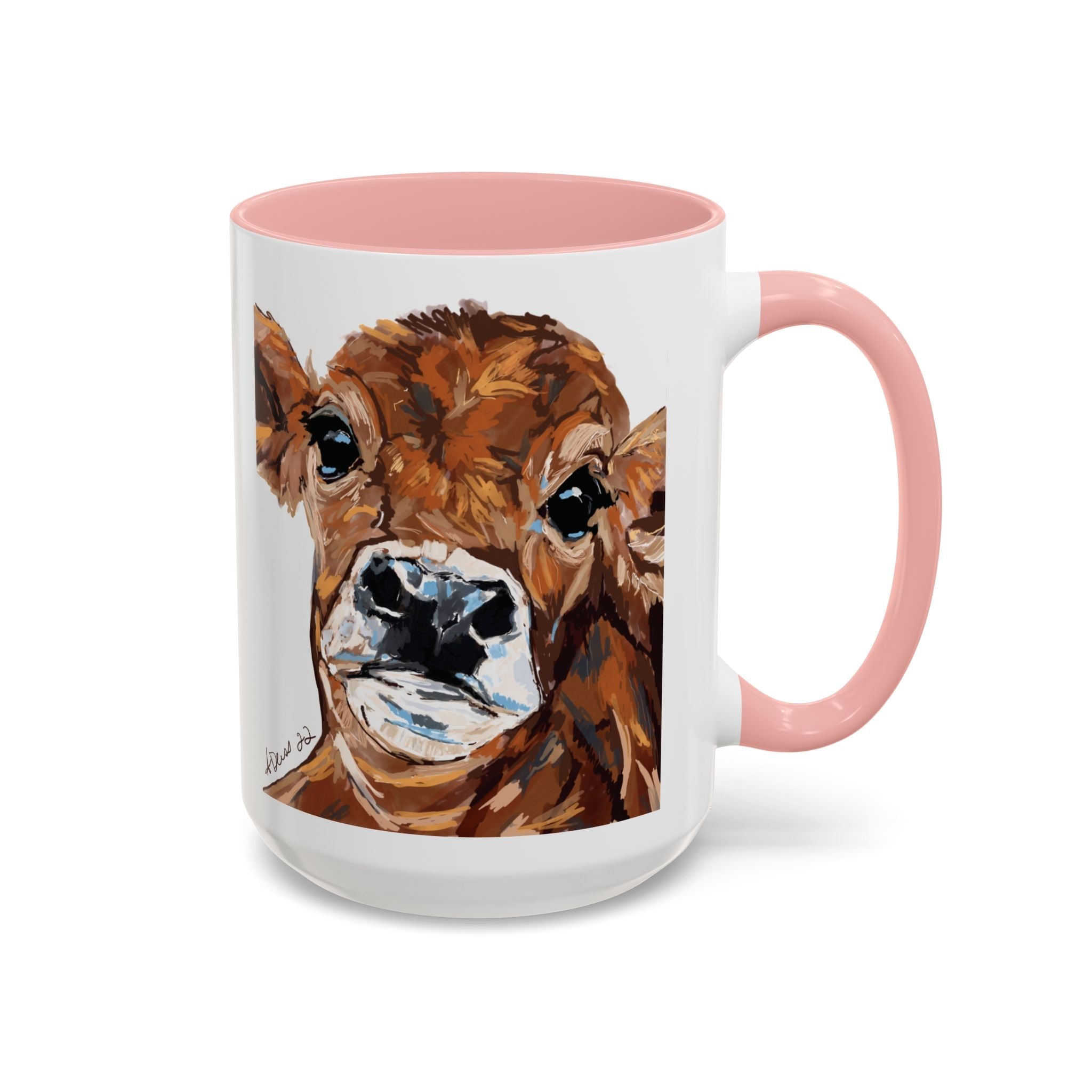 Farmhouse Brown Cow Two Tone Ceramic Mugs - Animal Lover Gifts - Blue Cava