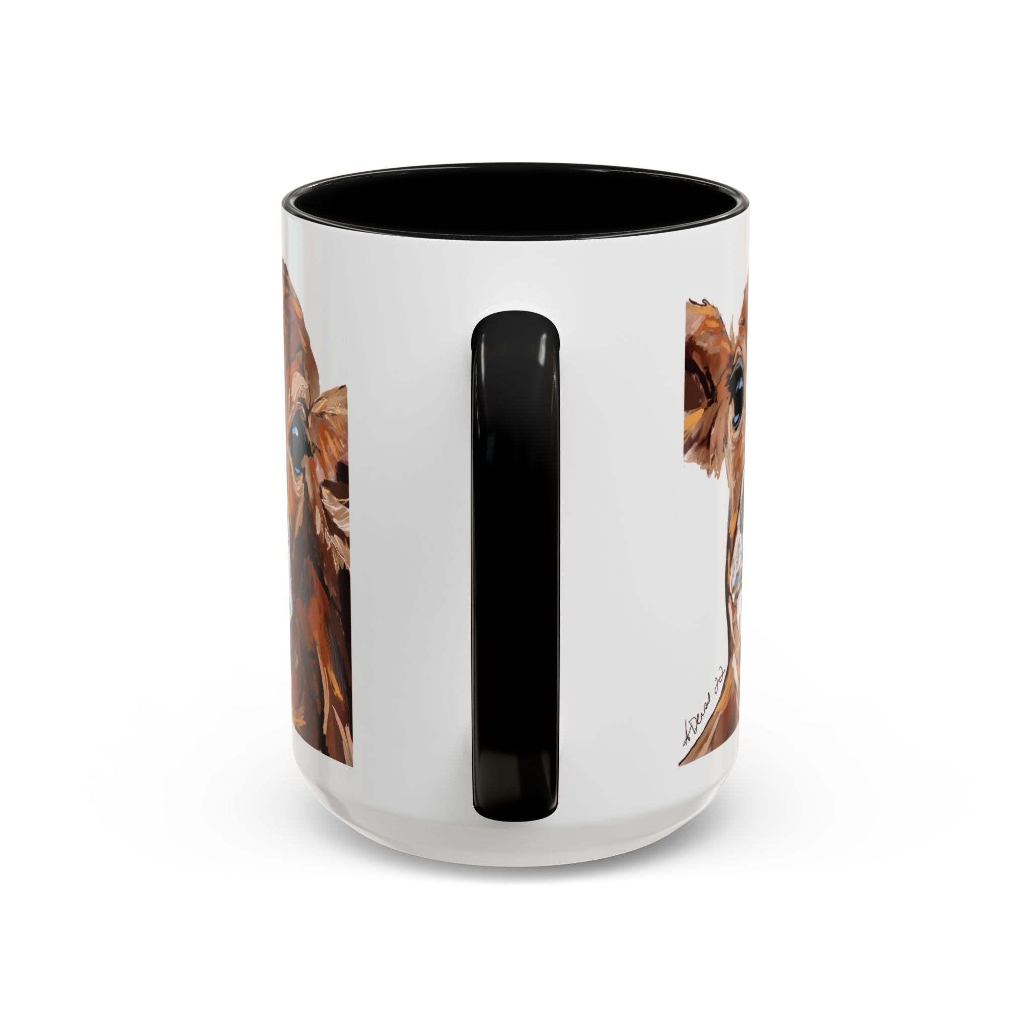 Farmhouse Brown Cow Two Tone Ceramic Mugs - Animal Lover Gifts - Blue Cava