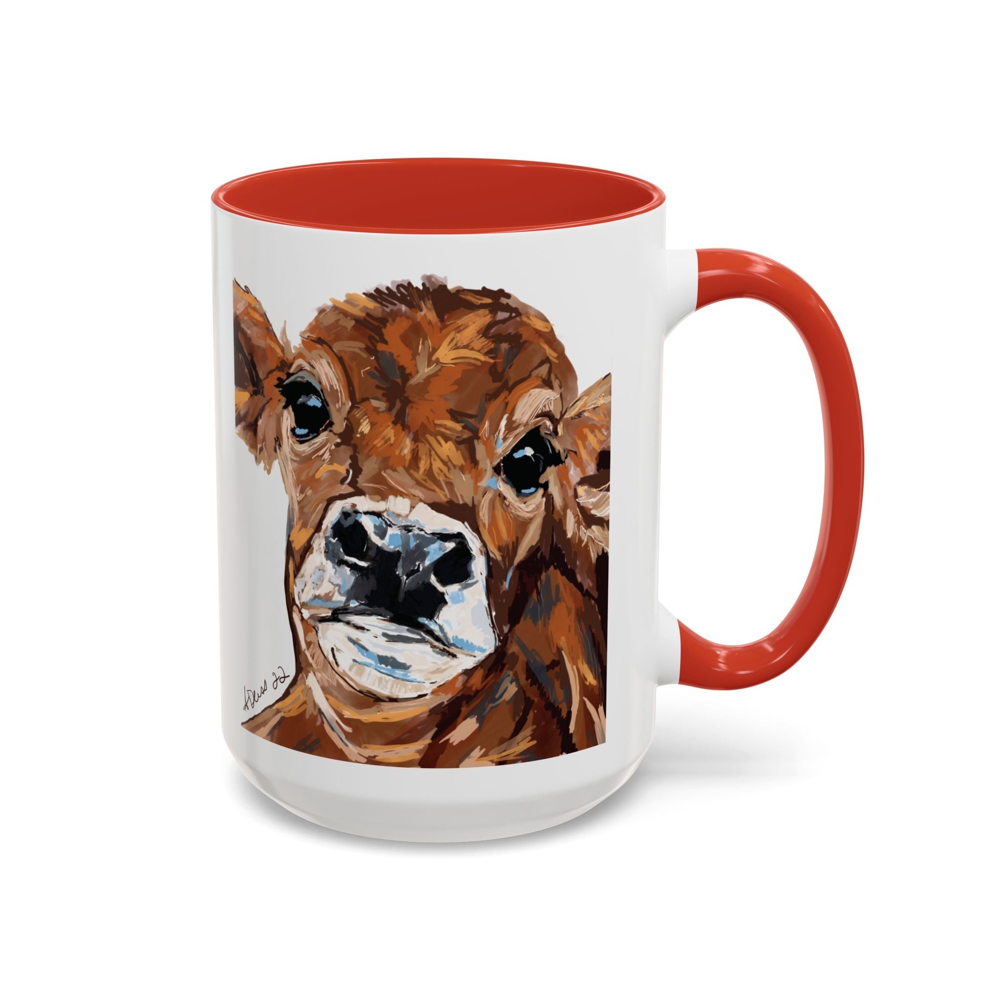 Farmhouse Brown Cow Two Tone Ceramic Mugs - Animal Lover Gifts - Blue Cava