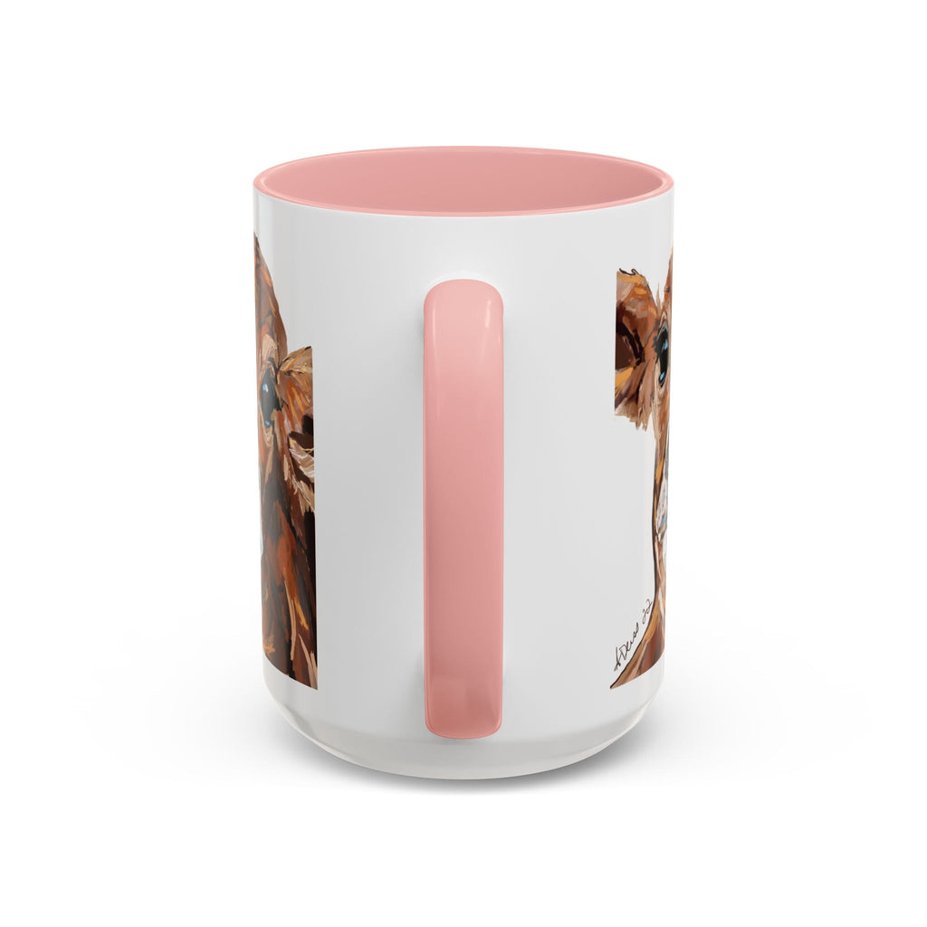 Farmhouse Brown Cow Two Tone Ceramic Mugs - Animal Lover Gifts - Blue Cava