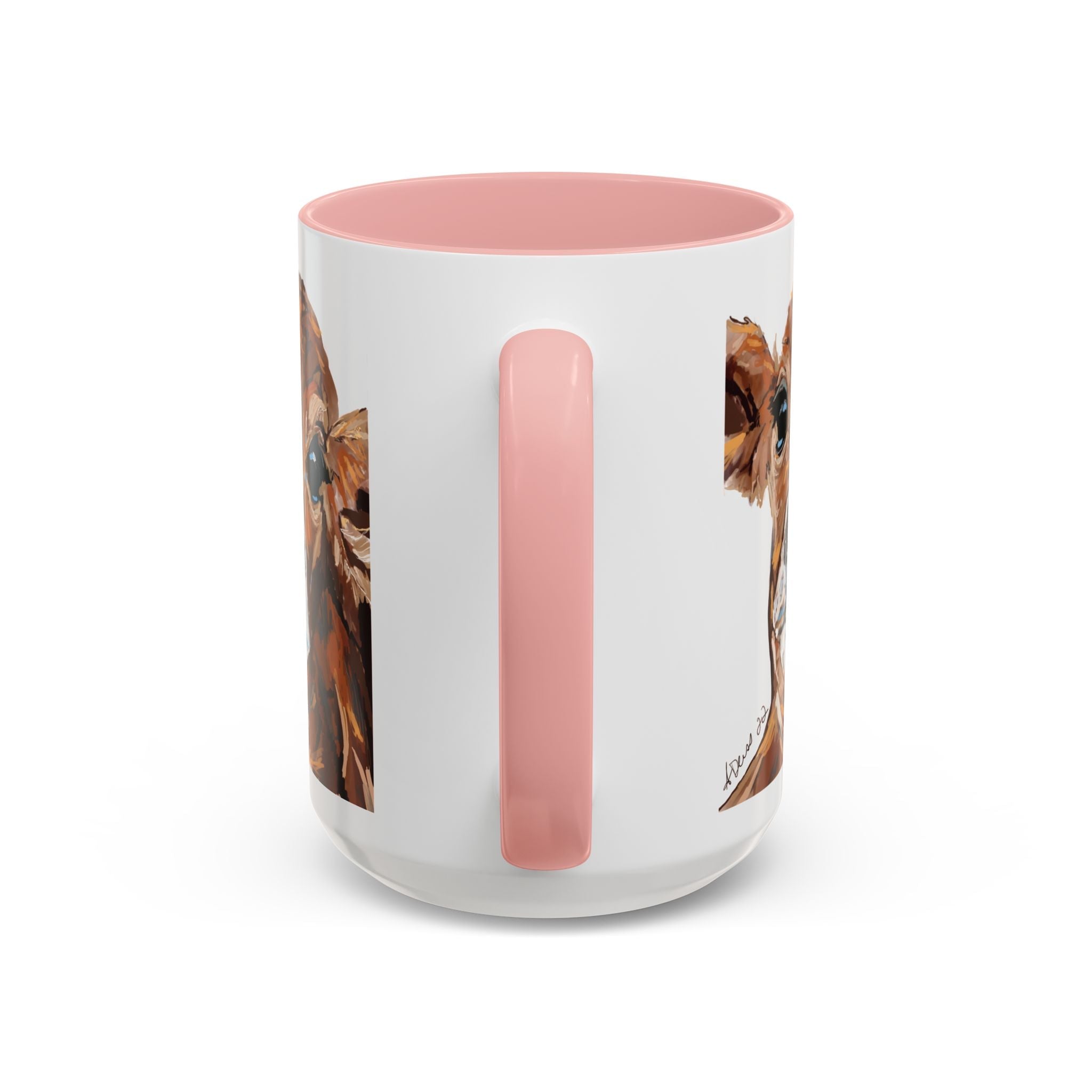Farmhouse Brown Cow Two Tone Ceramic Mugs - Animal Lover Gifts - Blue Cava