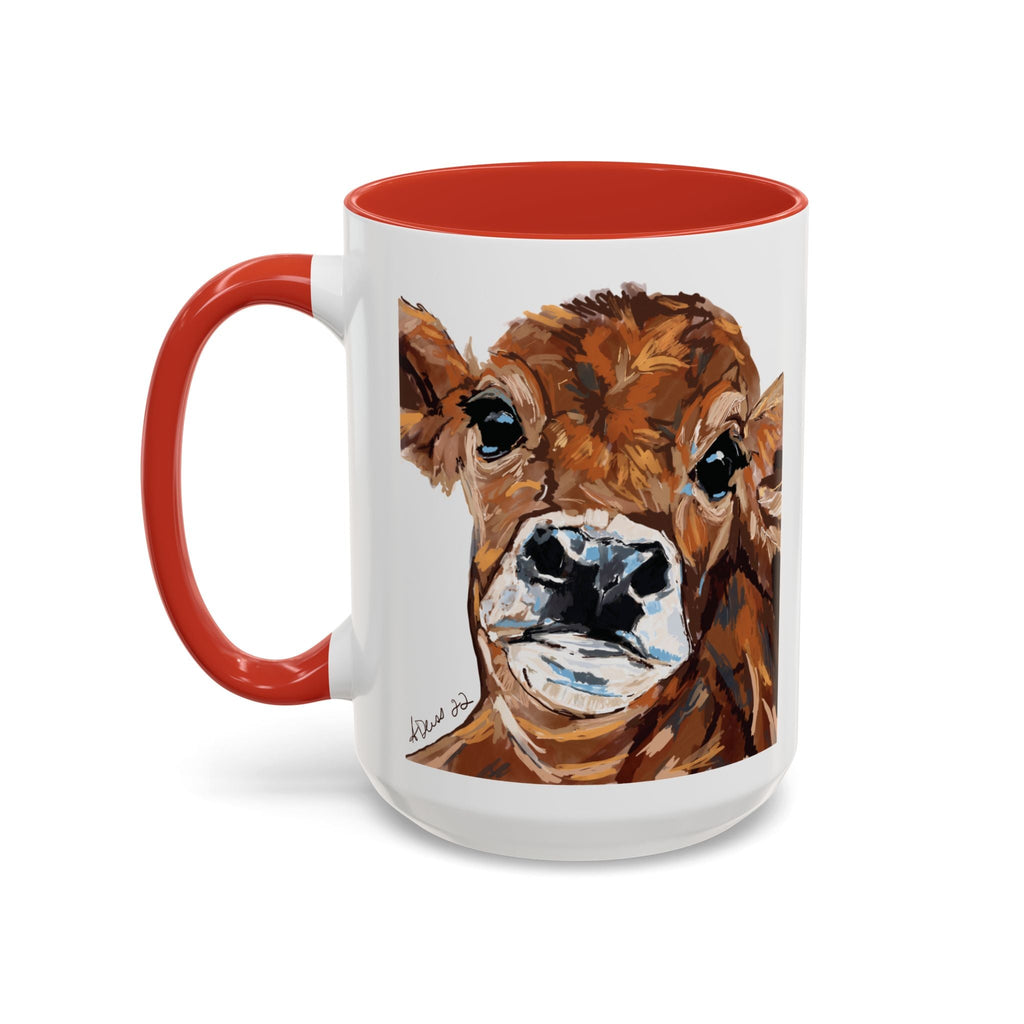 Farmhouse Brown Cow Two Tone Ceramic Mugs - Animal Lover Gifts - Blue Cava