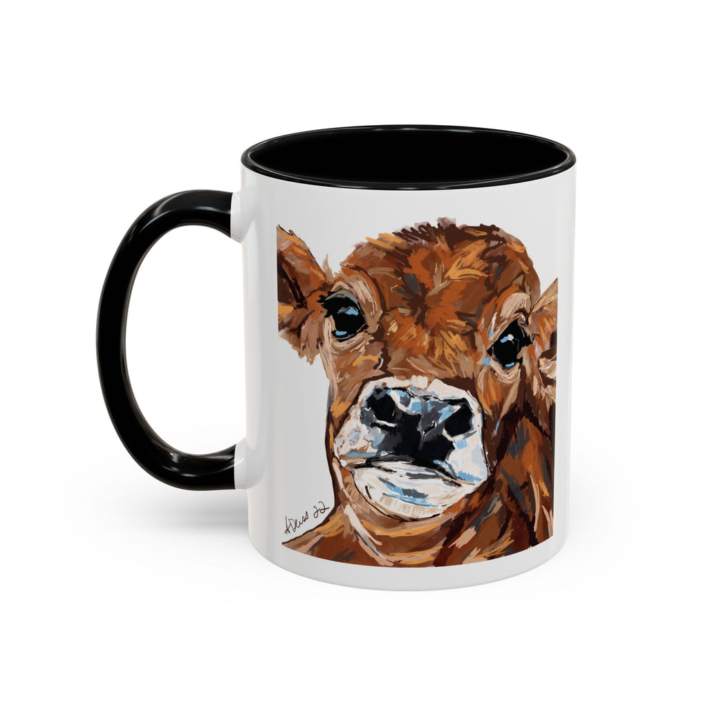 Farmhouse Brown Cow Two Tone Ceramic Mugs - Animal Lover Gifts - Blue Cava