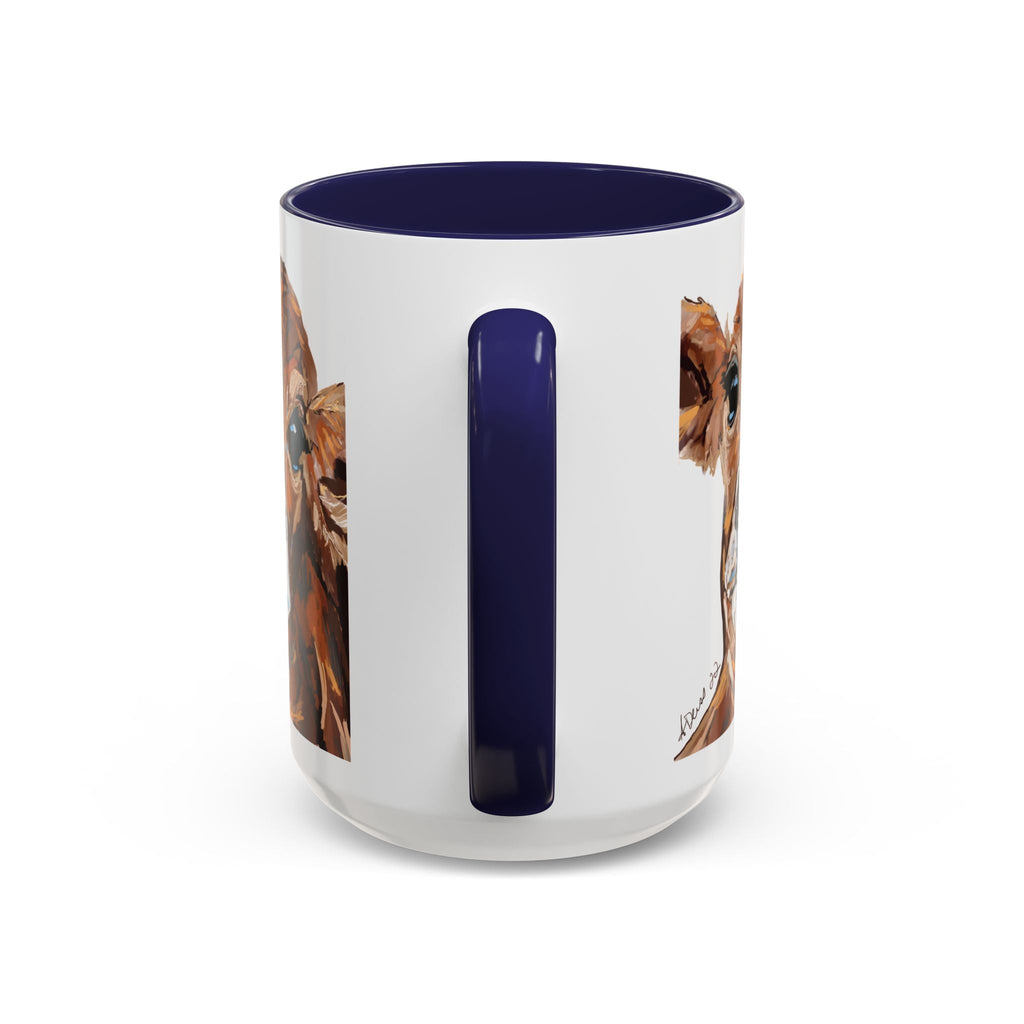 Farmhouse Brown Cow Two Tone Ceramic Mugs - Animal Lover Gifts - Blue Cava