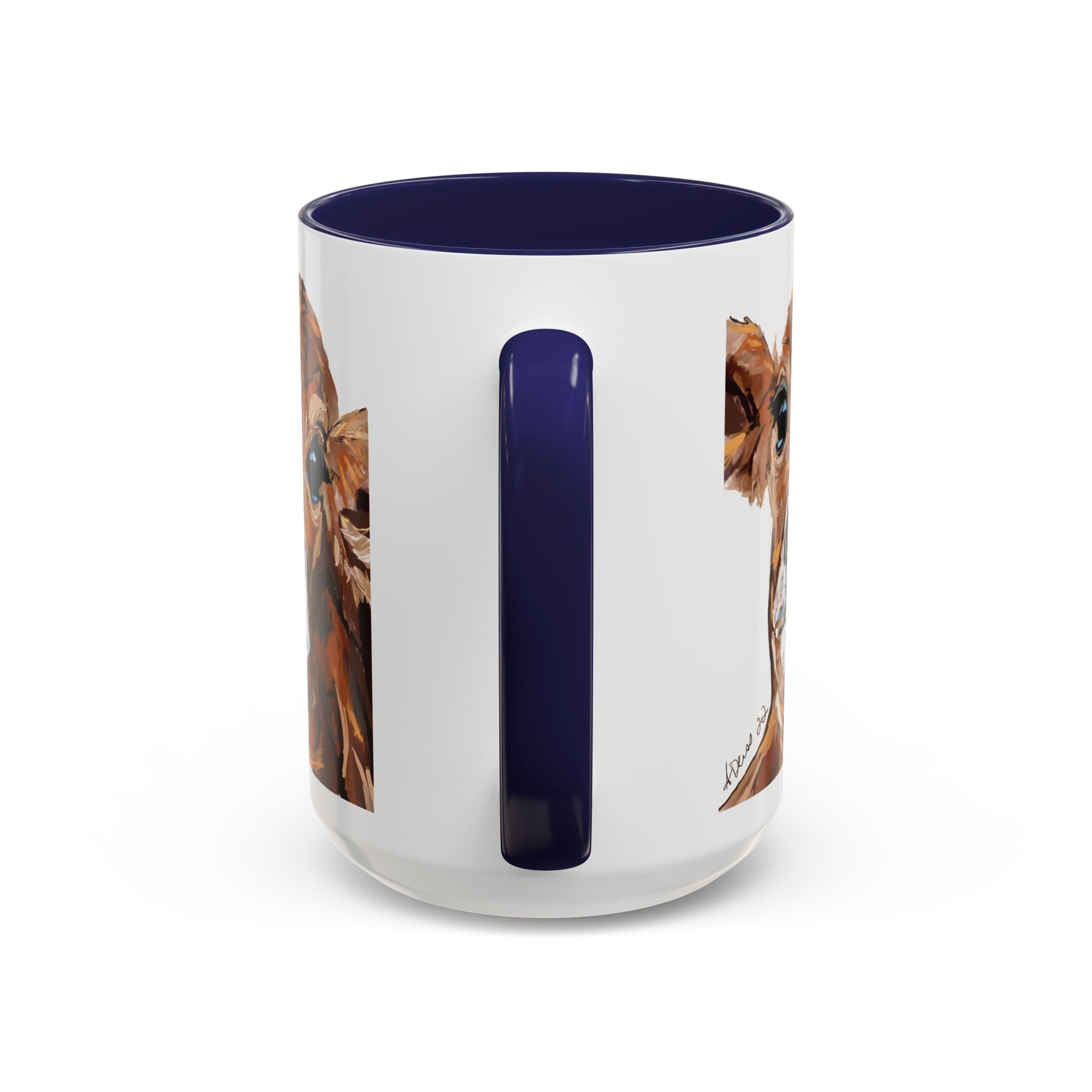 Farmhouse Brown Cow Two Tone Ceramic Mugs - Animal Lover Gifts - Blue Cava