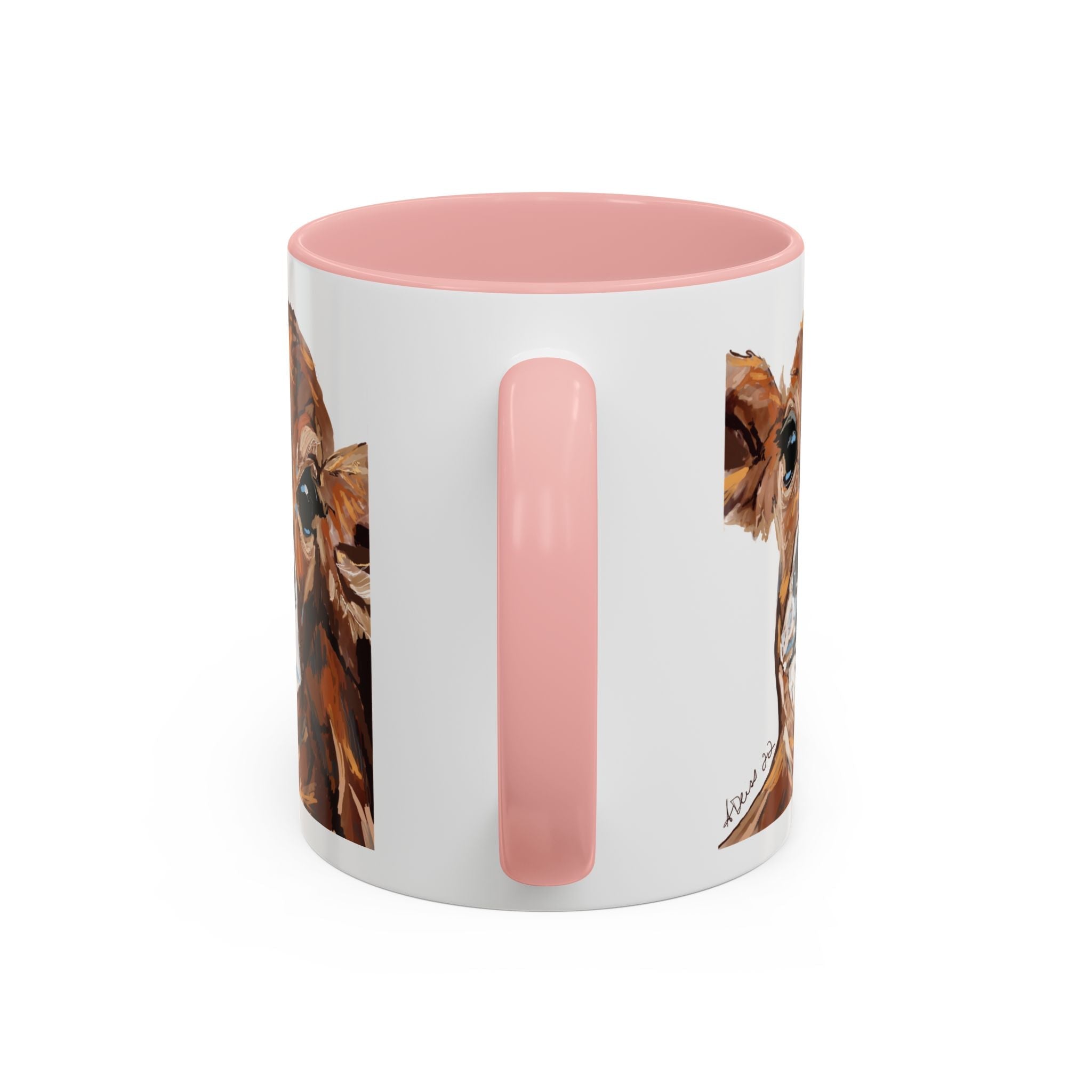 Farmhouse Brown Cow Two Tone Ceramic Mugs - Animal Lover Gifts - Blue Cava