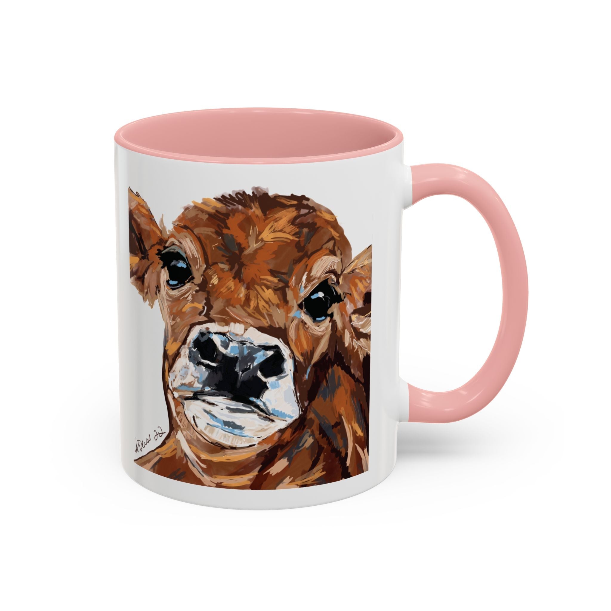 Farmhouse Brown Cow Two Tone Ceramic Mugs - Animal Lover Gifts - Blue Cava
