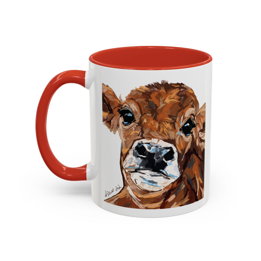 Farmhouse Brown Cow Two Tone Ceramic Mugs - Animal Lover Gifts - Blue Cava
