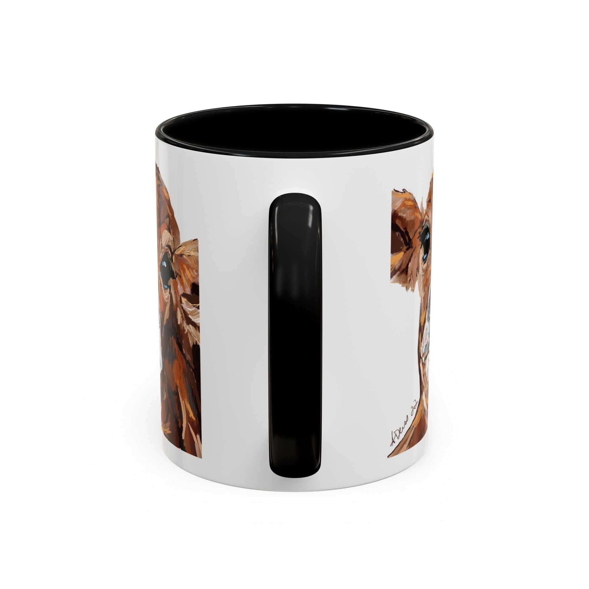 Farmhouse Brown Cow Two Tone Ceramic Mugs - Animal Lover Gifts - Blue Cava