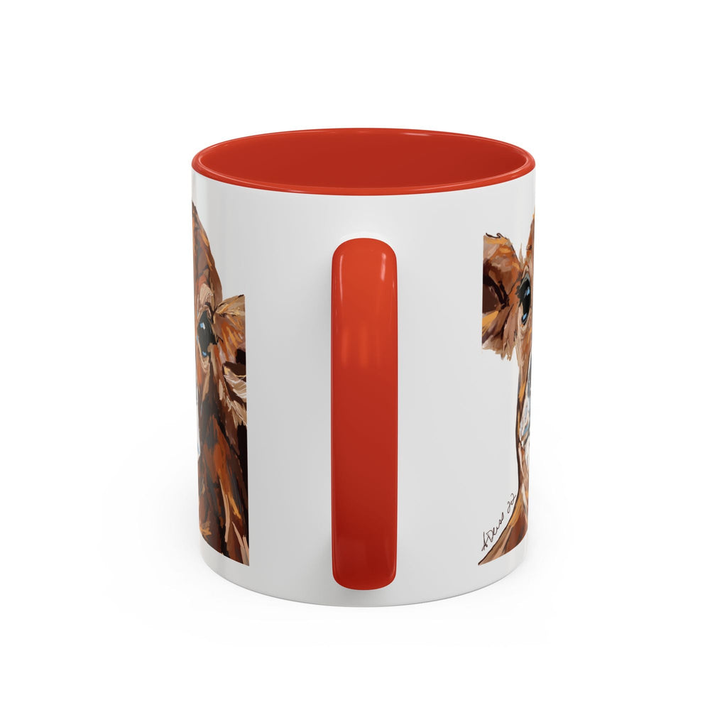 Farmhouse Brown Cow Two Tone Ceramic Mugs - Animal Lover Gifts - Blue Cava