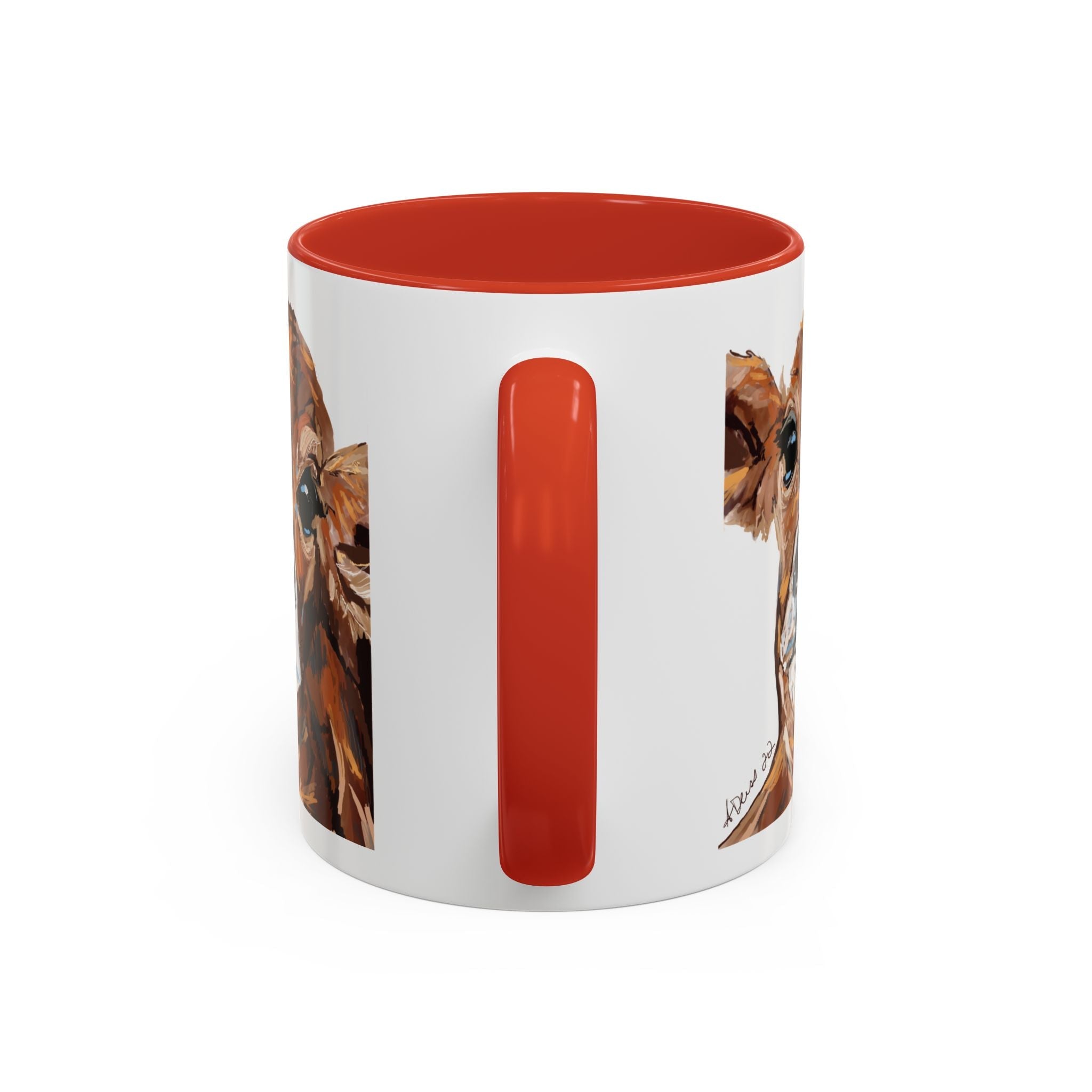 Farmhouse Brown Cow Two Tone Ceramic Mugs - Animal Lover Gifts - Blue Cava