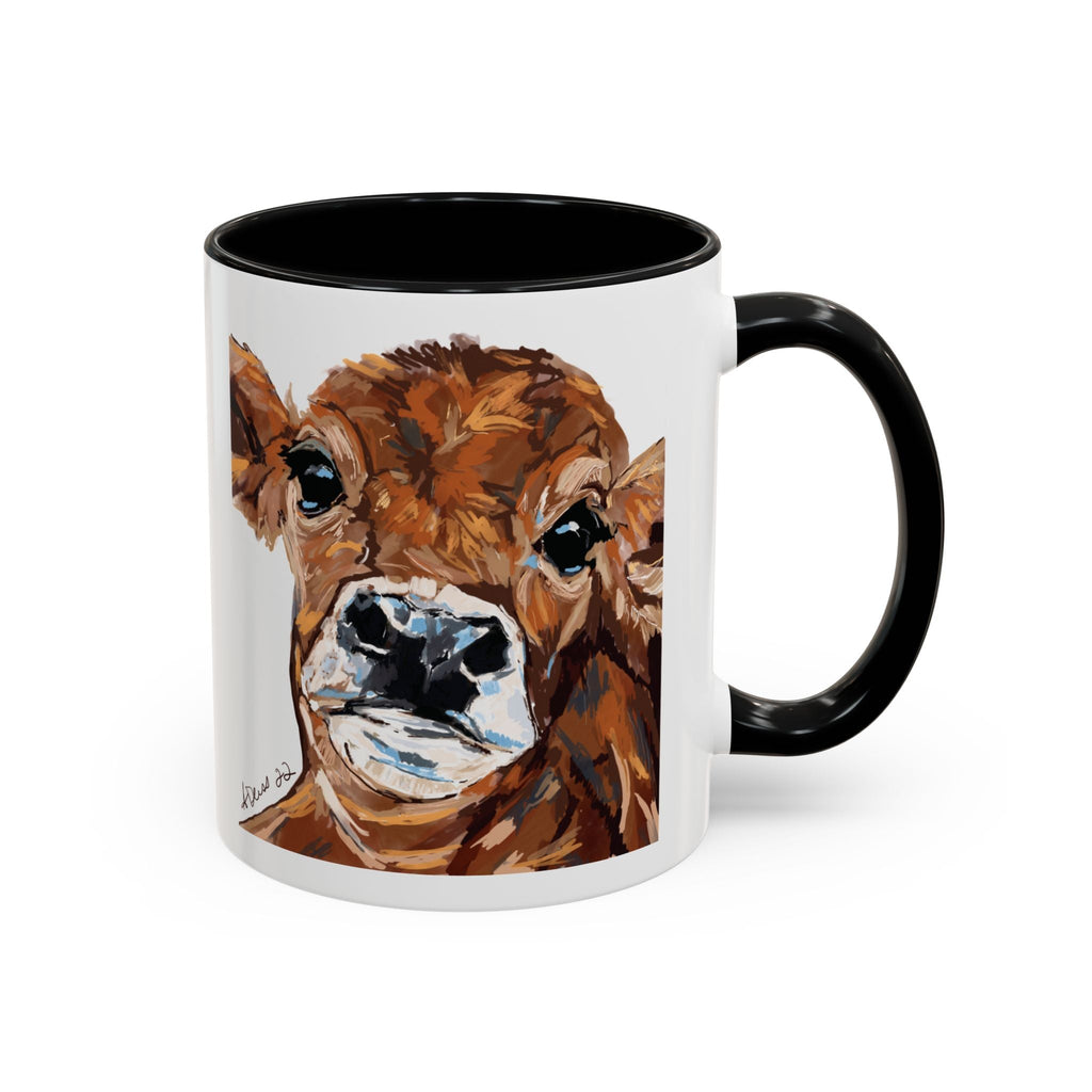 Farmhouse Brown Cow Two Tone Ceramic Mugs - Animal Lover Gifts - Blue Cava