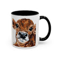 Farmhouse Brown Cow Two Tone Ceramic Mugs - Animal Lover Gifts - Blue Cava