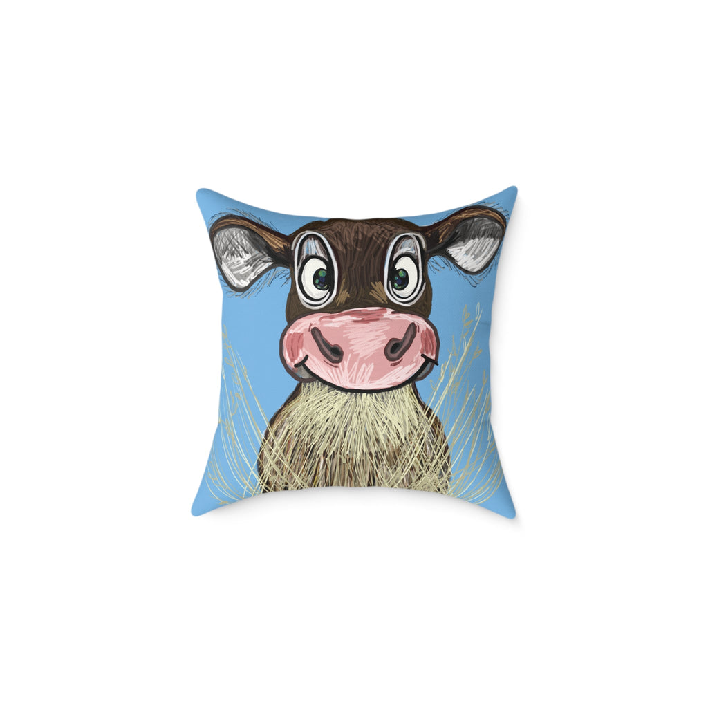 Farmhouse Cow Square Throw Pillows - Farmhouse Decor - Blue Cava