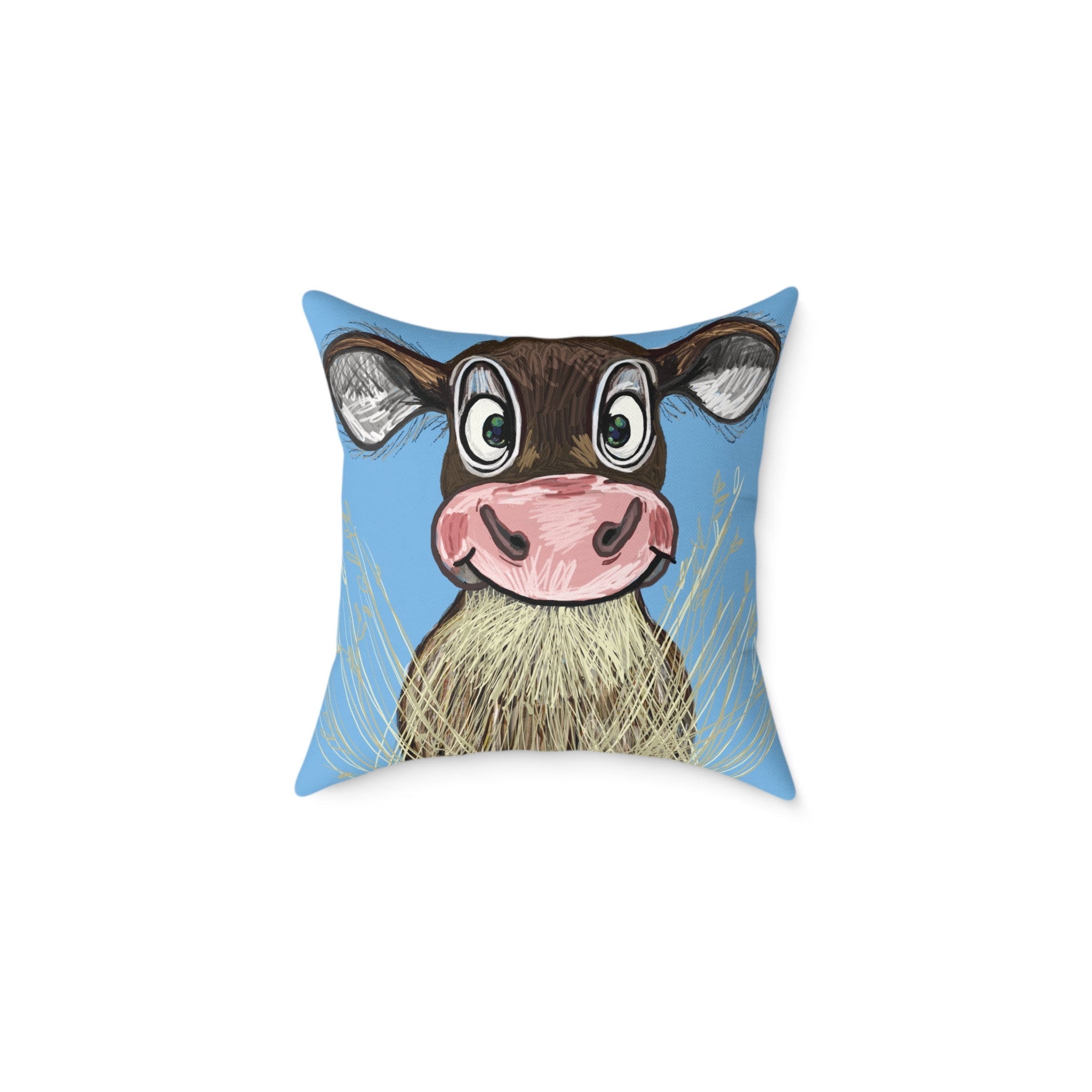 Farmhouse Cow Square Throw Pillows - Farmhouse Decor - Blue Cava