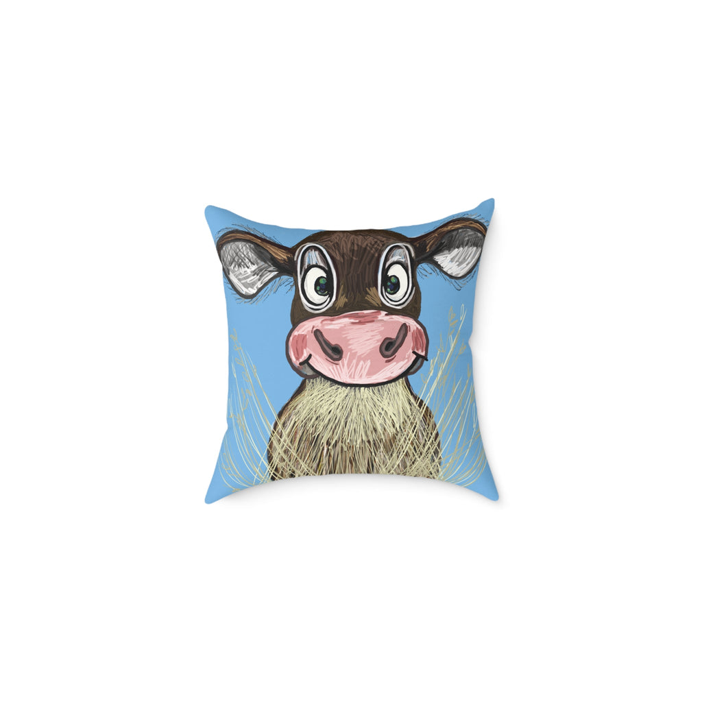 Farmhouse Cow Square Throw Pillows - Farmhouse Decor - Blue Cava