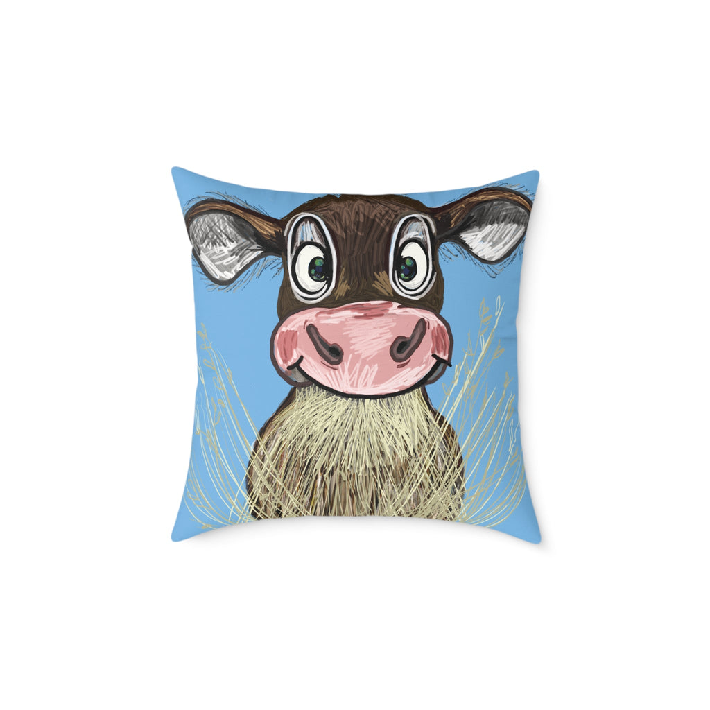 Farmhouse Cow Square Throw Pillows - Farmhouse Decor - Blue Cava