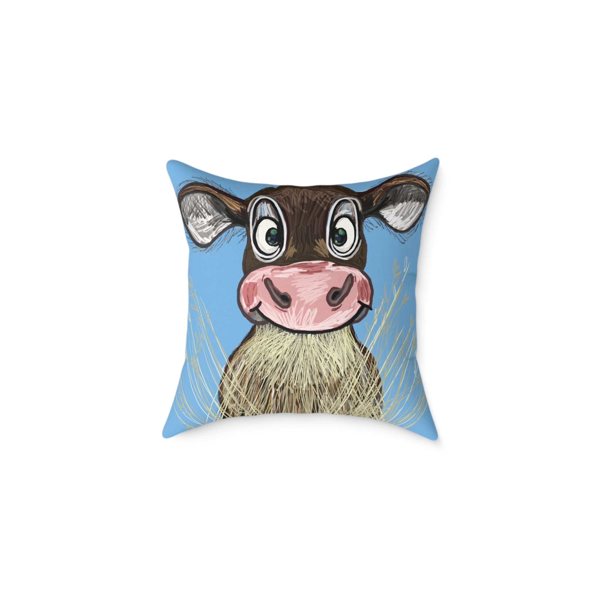 Farmhouse Cow Square Throw Pillows - Farmhouse Decor - Blue Cava