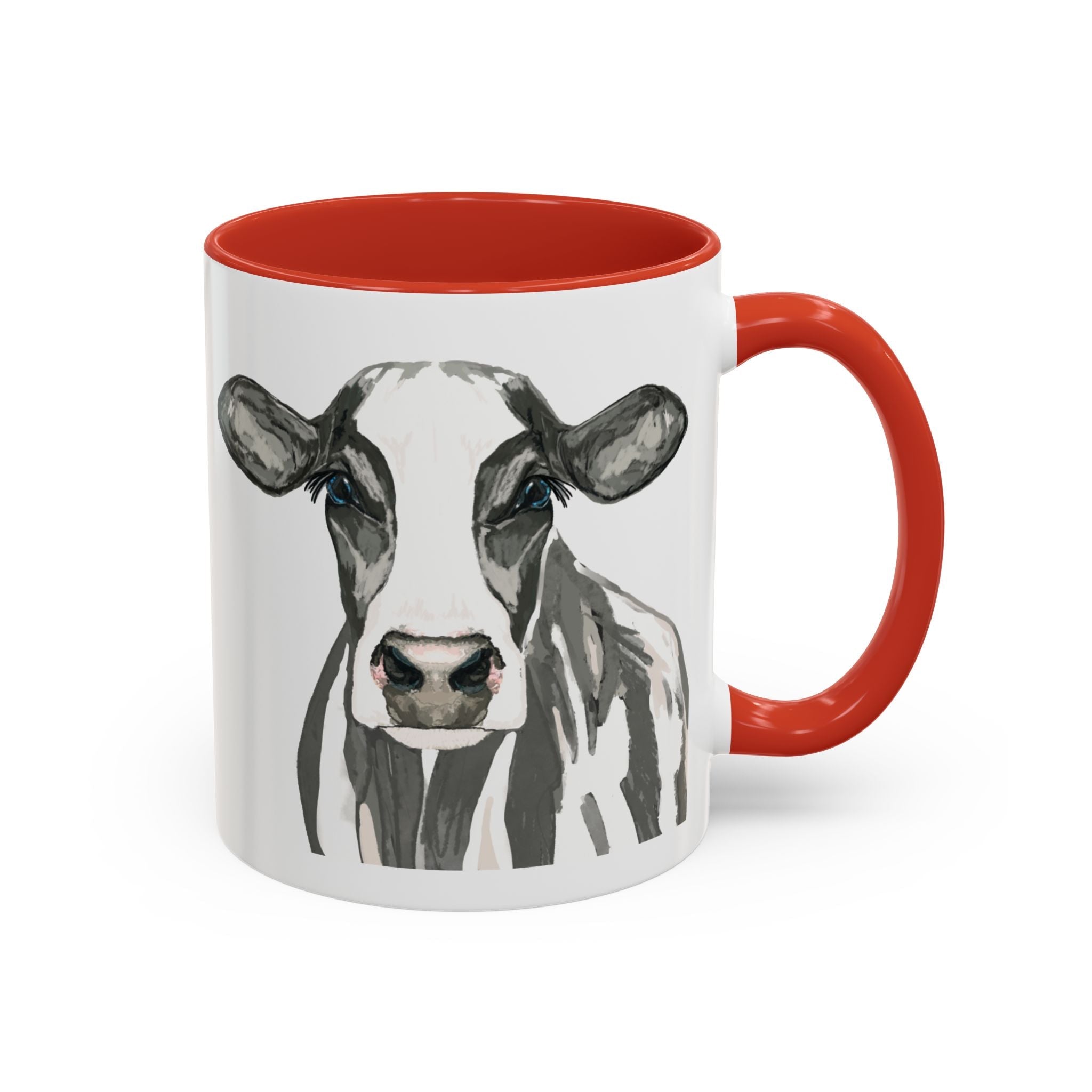 Farmhouse Cow Two Tone Ceramic Mugs - Blue Cava
