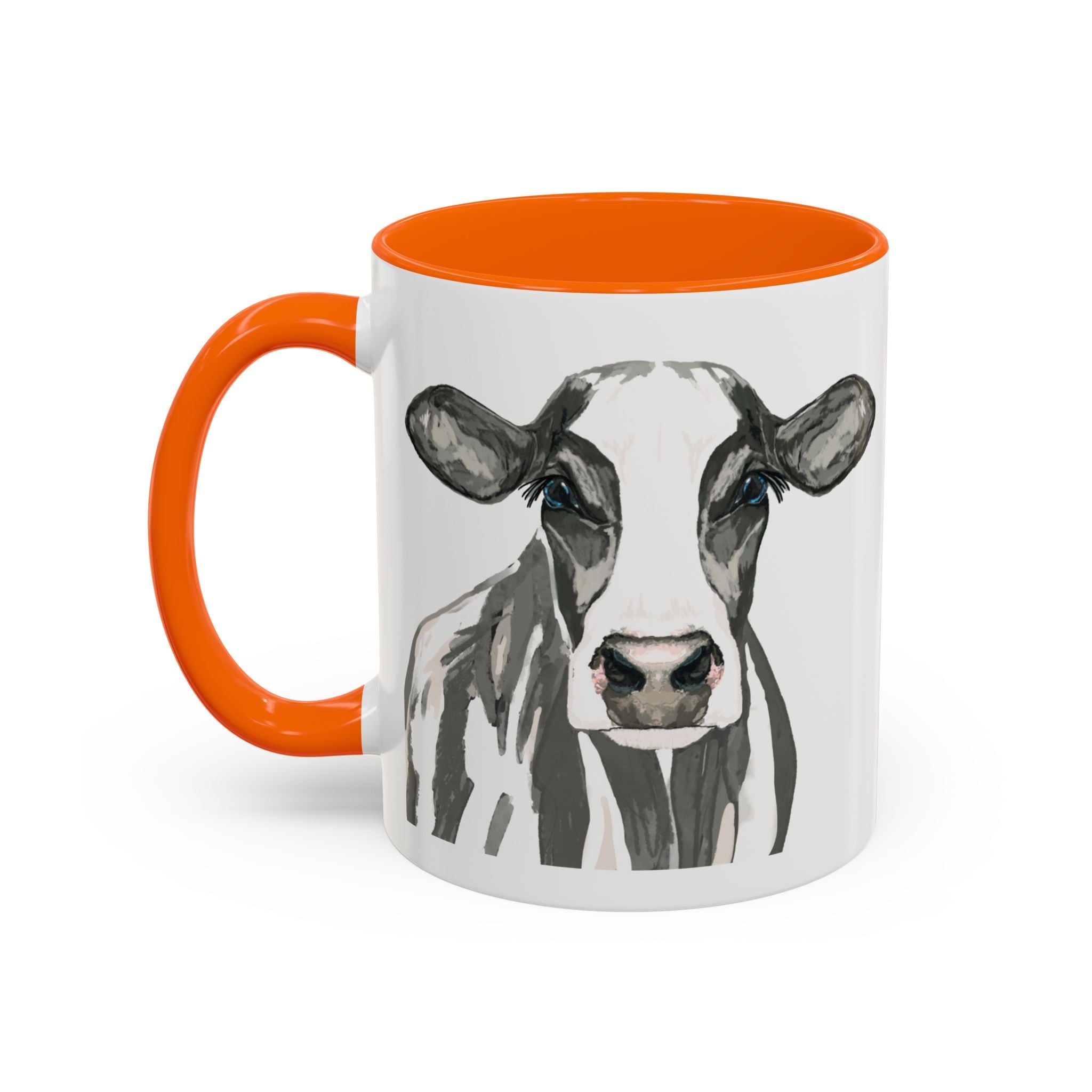 Farmhouse Cow Two Tone Ceramic Mugs - Blue Cava