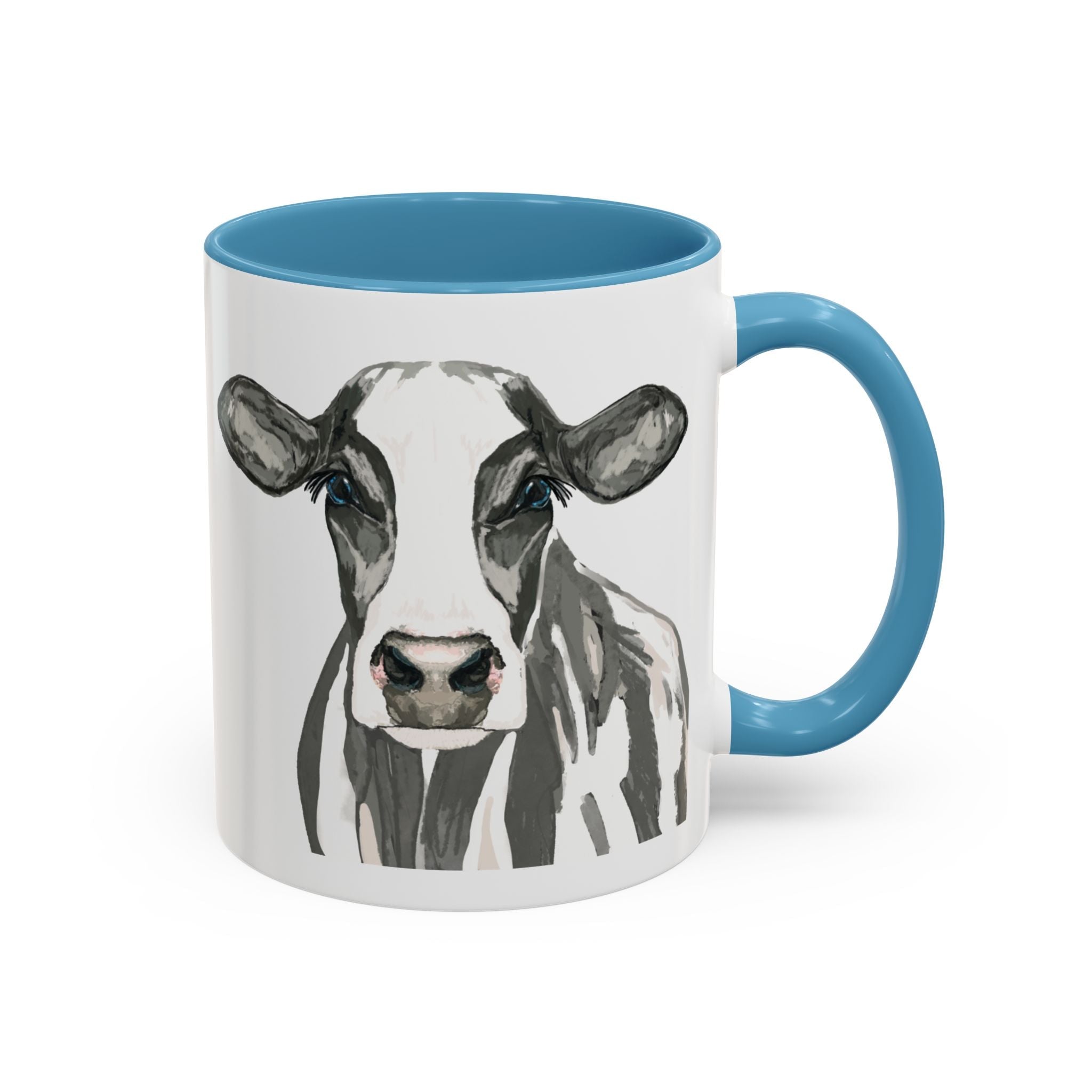 Farmhouse Cow Two Tone Ceramic Mugs - Blue Cava