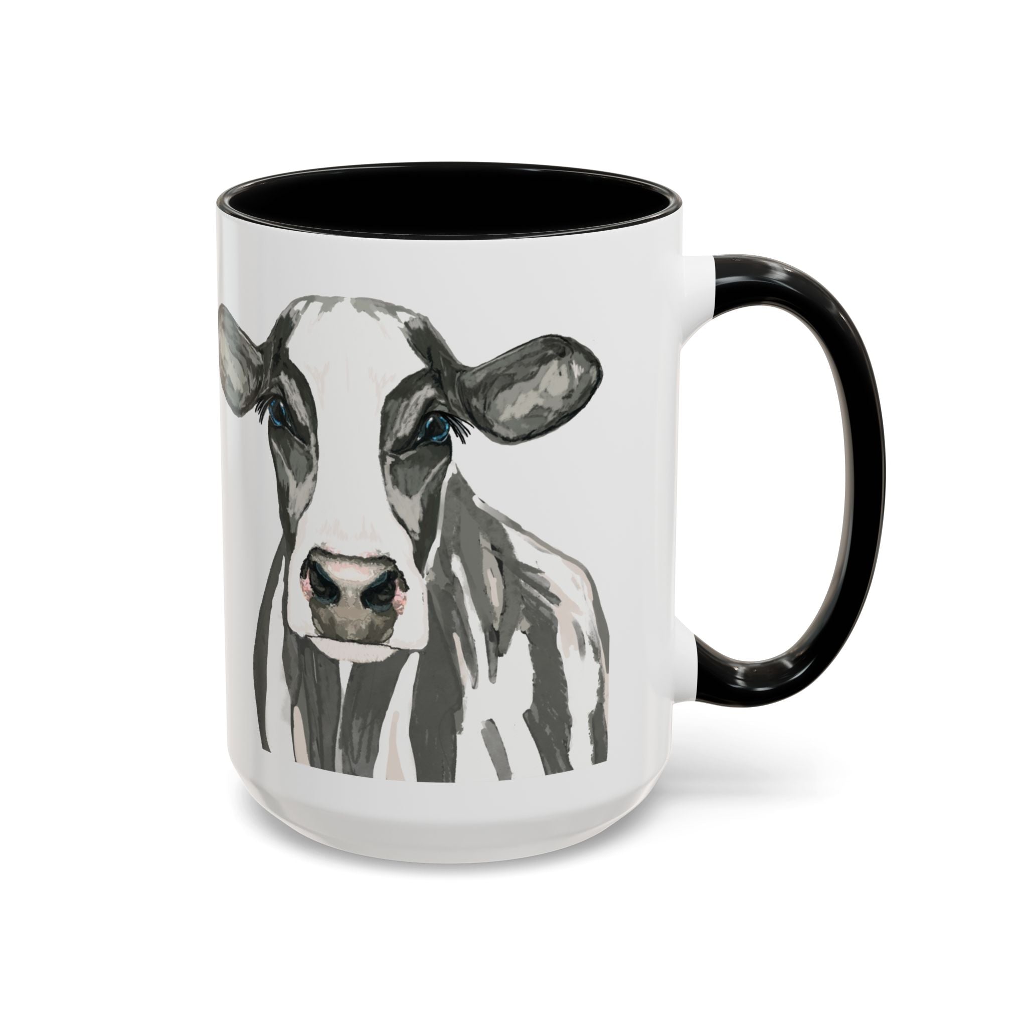 Farmhouse Cow Two Tone Ceramic Mugs - Blue Cava