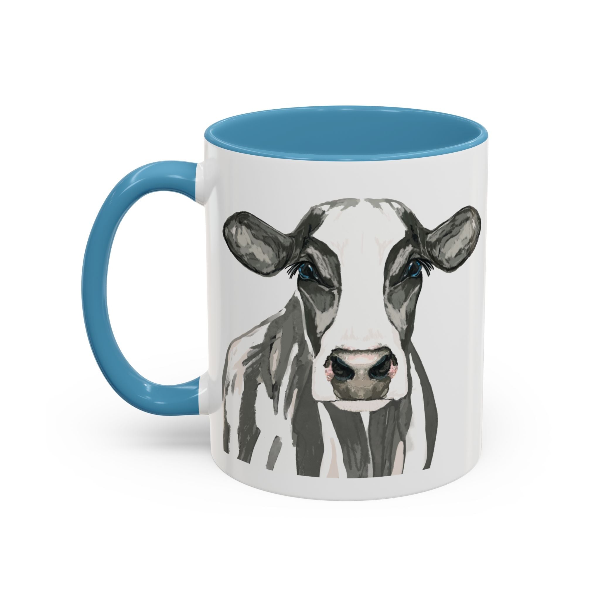 Farmhouse Cow Two Tone Ceramic Mugs - Blue Cava
