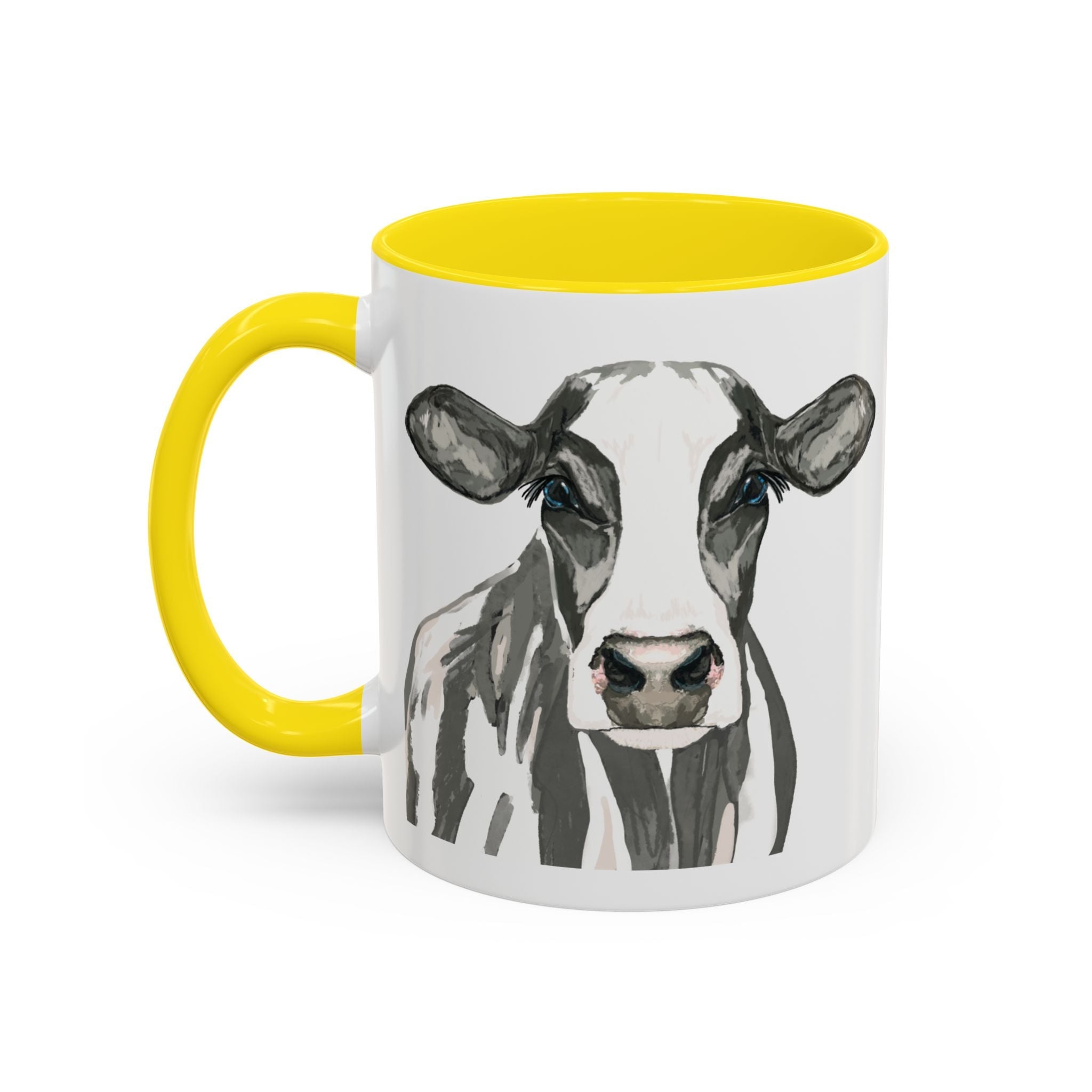 Farmhouse Cow Two Tone Ceramic Mugs - Blue Cava