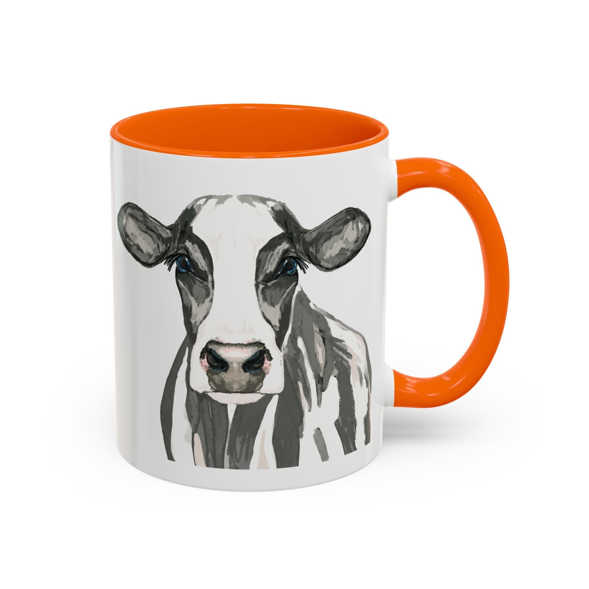 Farmhouse Cow Two Tone Ceramic Mugs - Blue Cava