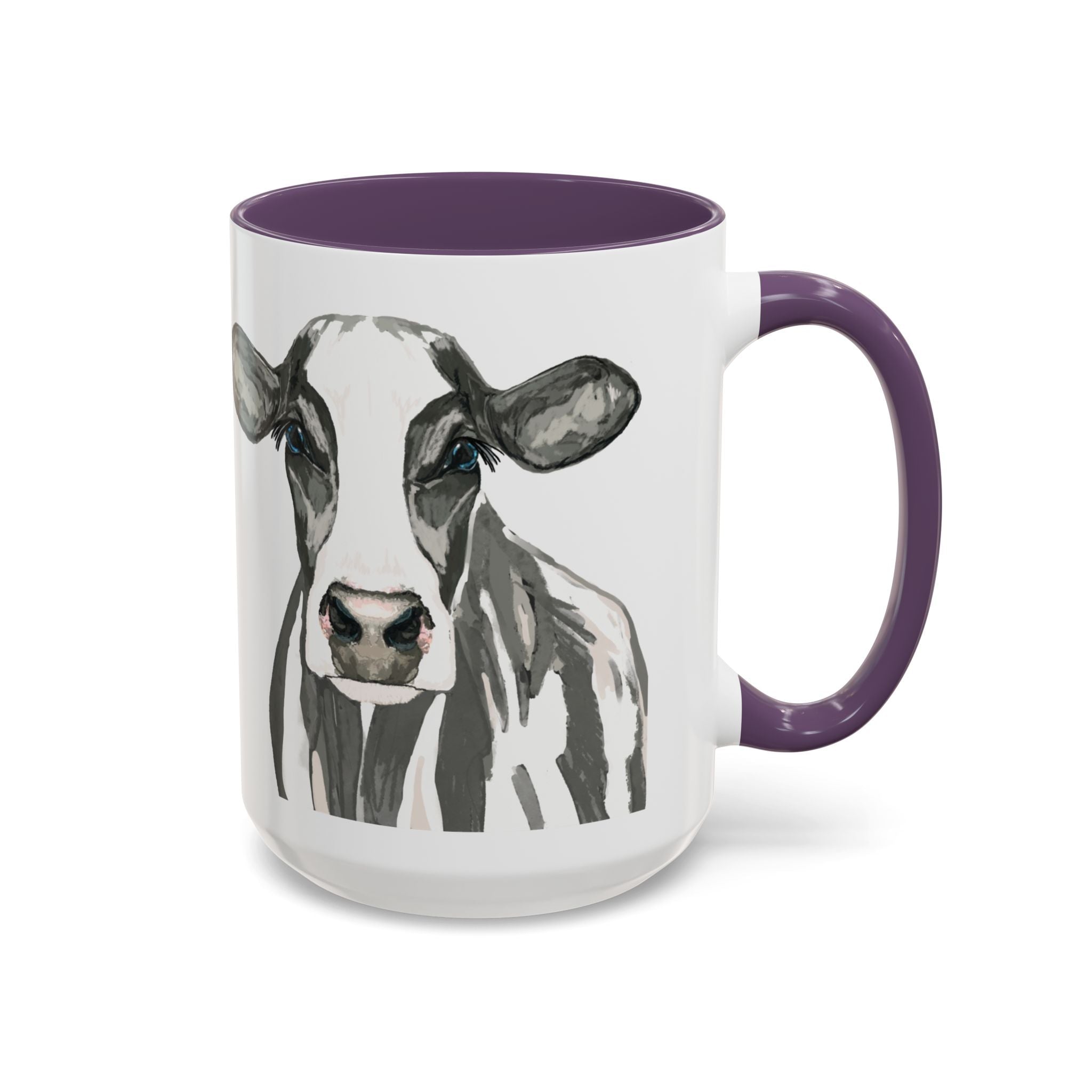 Farmhouse Cow Two Tone Ceramic Mugs - Blue Cava