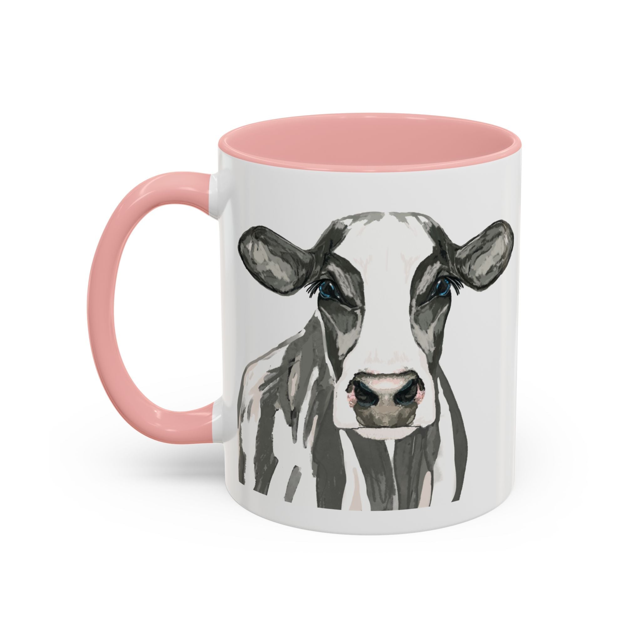 Farmhouse Cow Two Tone Ceramic Mugs - Blue Cava