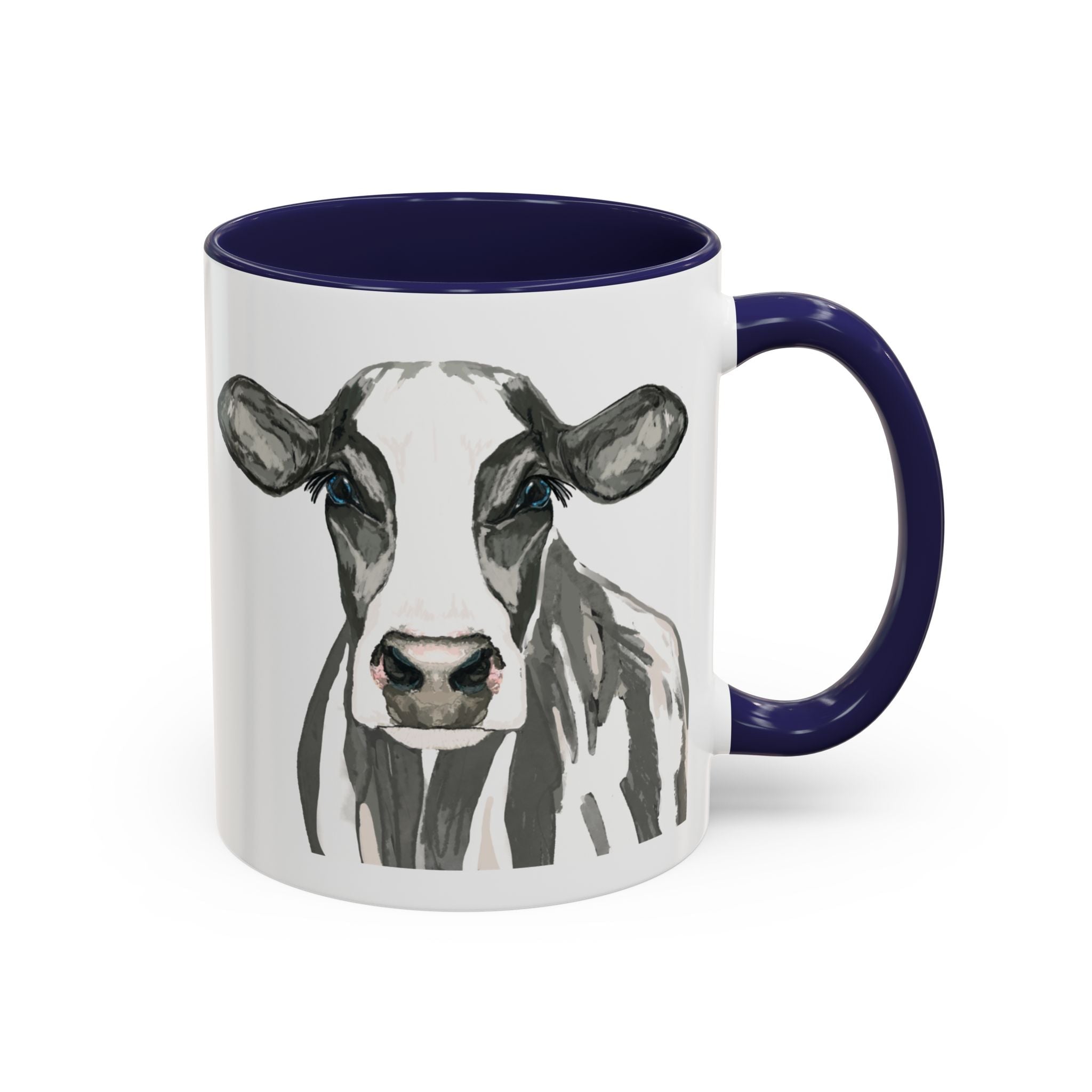 Farmhouse Cow Two Tone Ceramic Mugs - Blue Cava