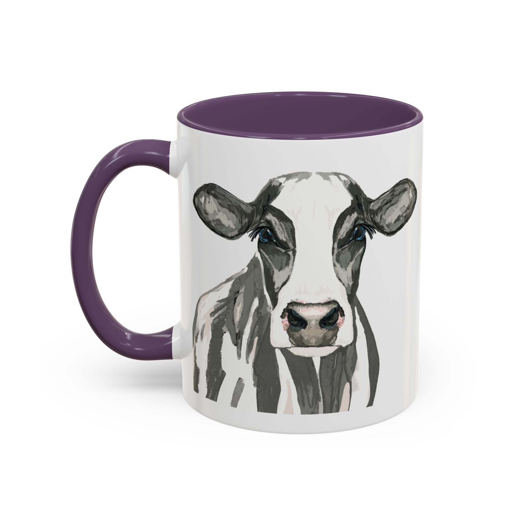 Farmhouse Cow Two Tone Ceramic Mugs - Blue Cava