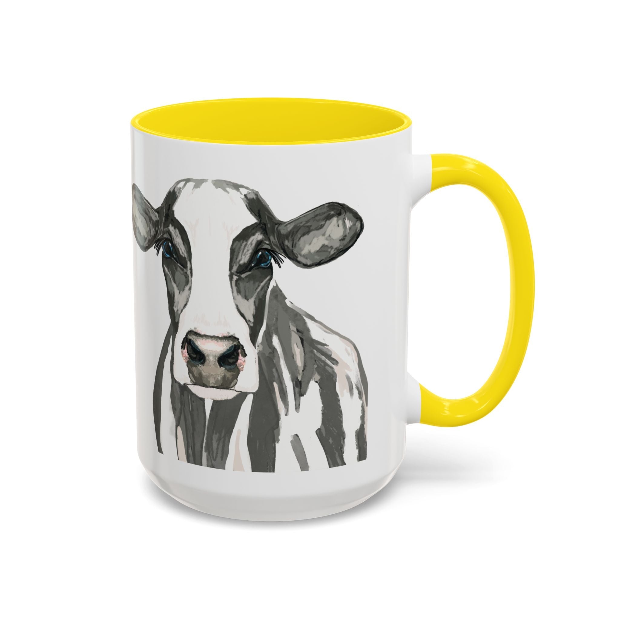 Farmhouse Cow Two Tone Ceramic Mugs - Blue Cava