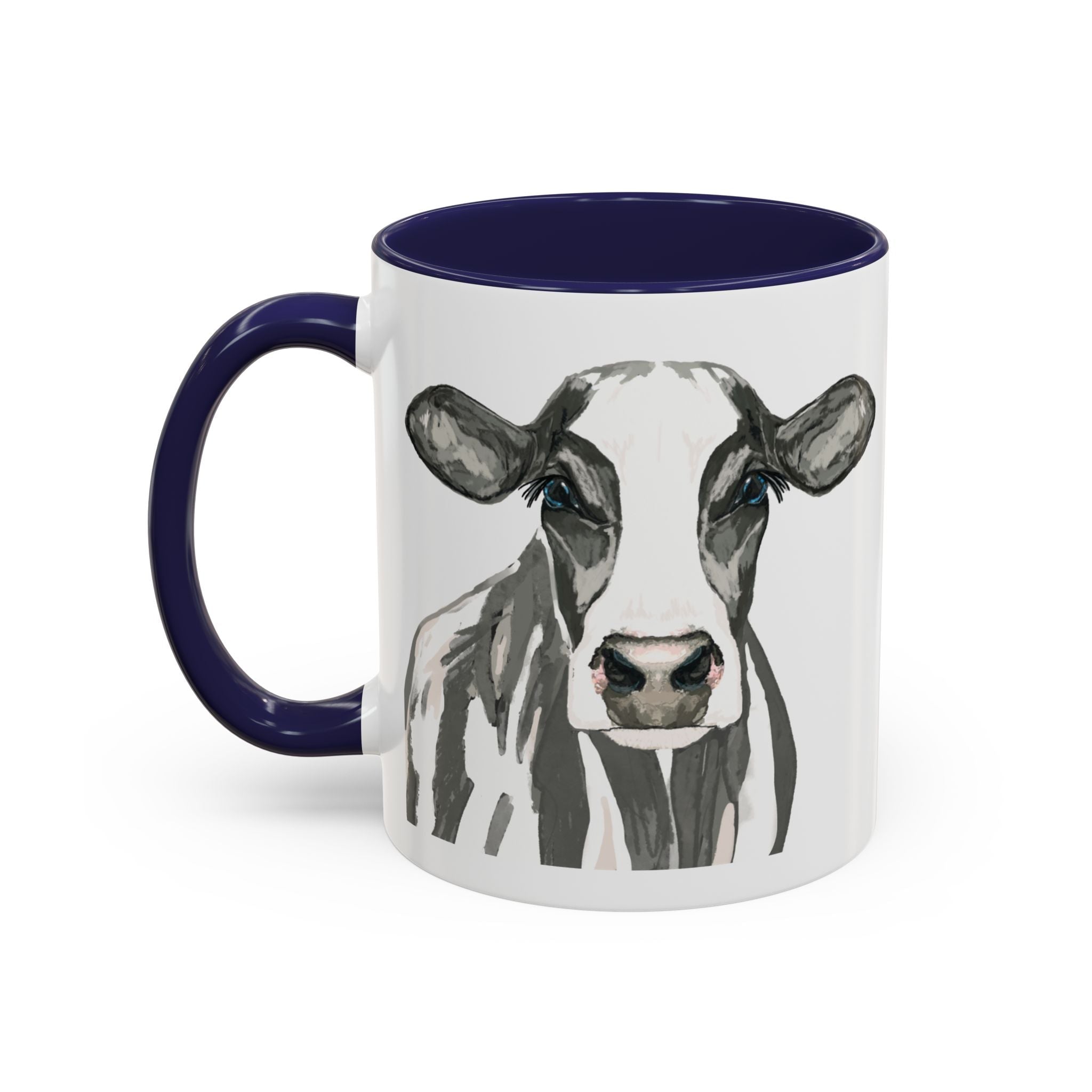 Farmhouse Cow Two Tone Ceramic Mugs - Blue Cava