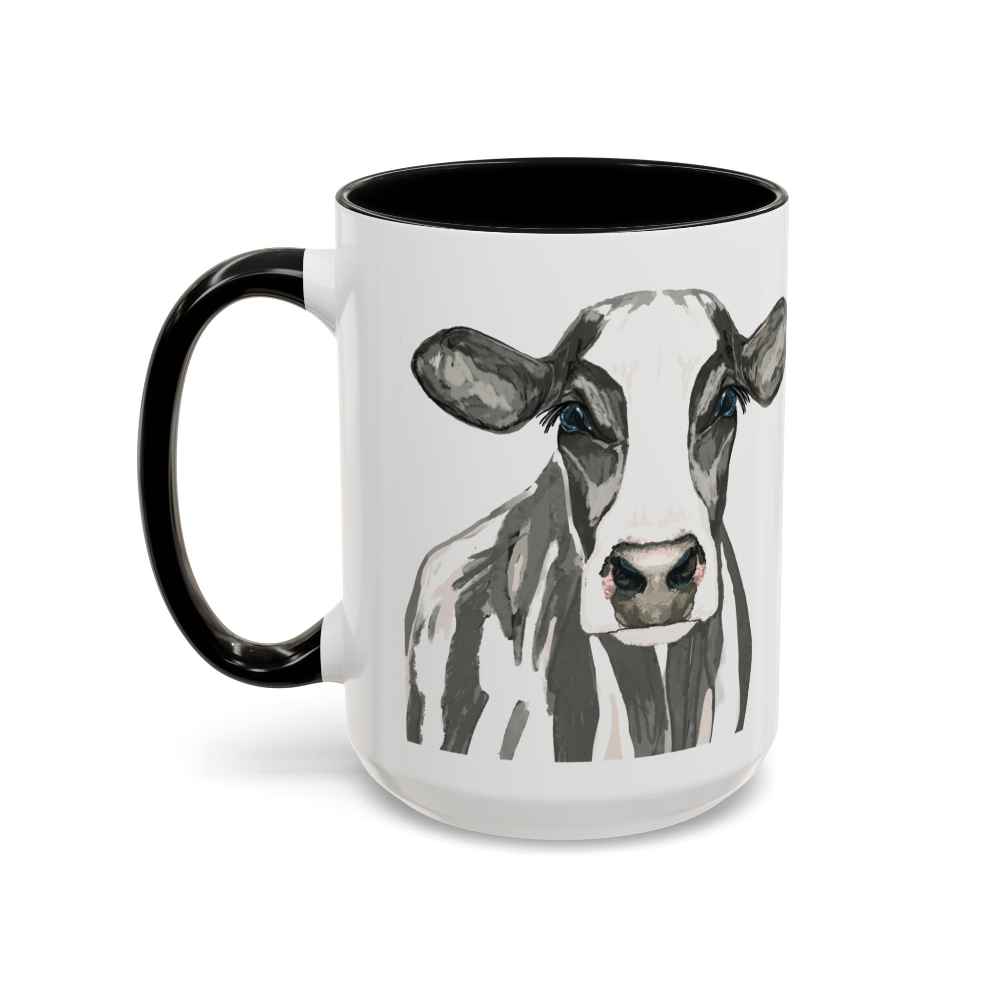 Farmhouse Cow Two Tone Ceramic Mugs - Blue Cava