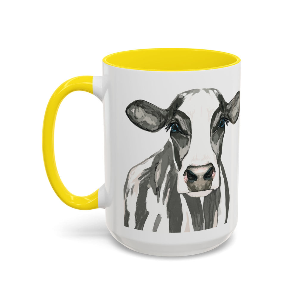 Farmhouse Cow Two Tone Ceramic Mugs - Blue Cava