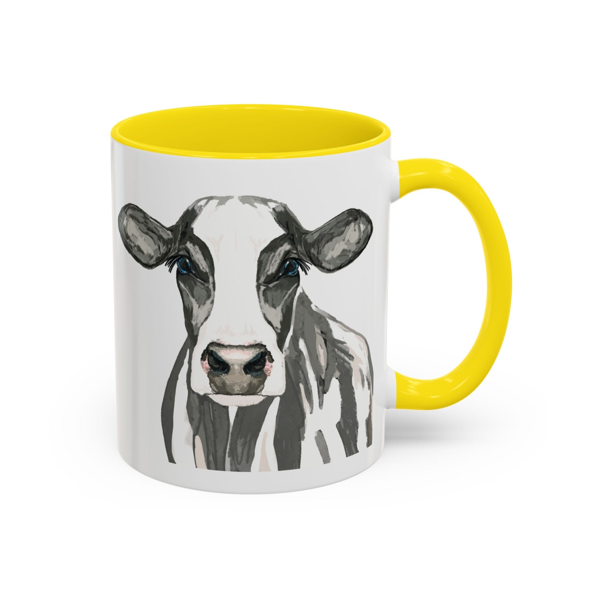 Farmhouse Cow Two Tone Ceramic Mugs - Blue Cava