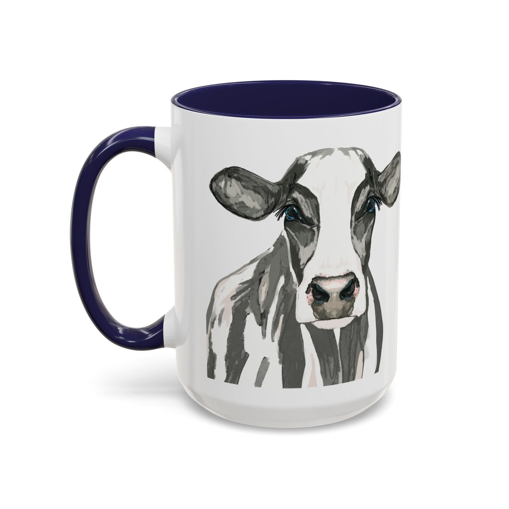 Farmhouse Cow Two Tone Ceramic Mugs - Blue Cava
