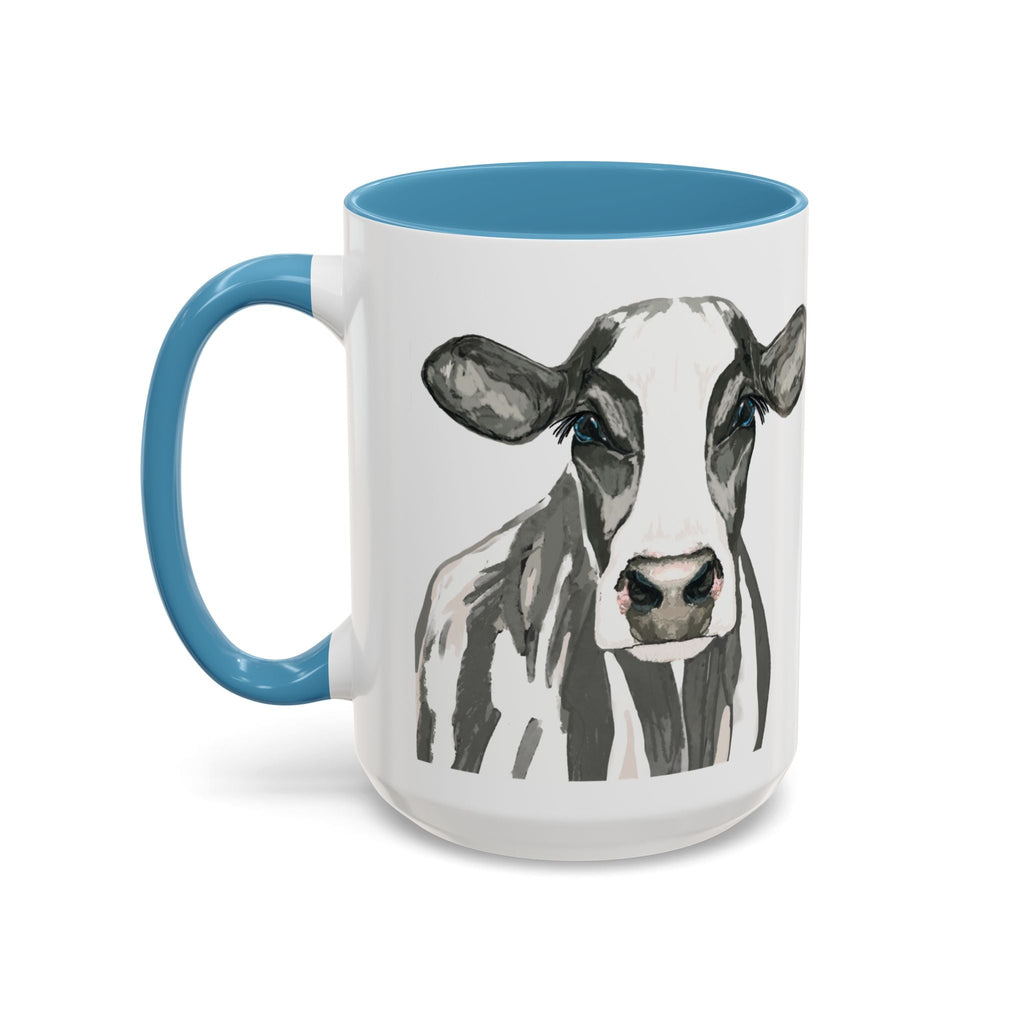 Farmhouse Cow Two Tone Ceramic Mugs - Blue Cava