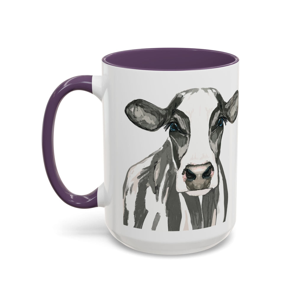 Farmhouse Cow Two Tone Ceramic Mugs - Blue Cava