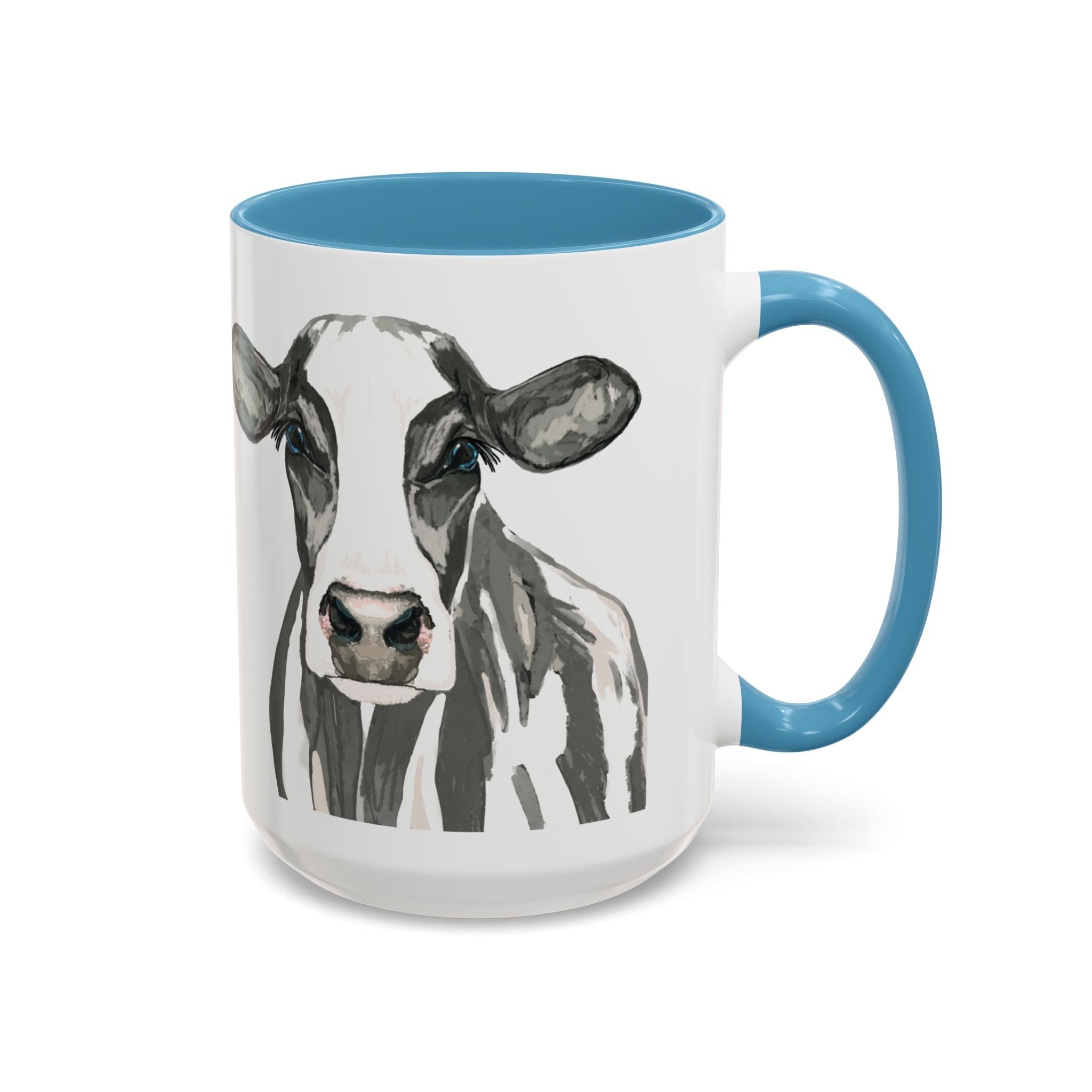 Farmhouse Cow Two Tone Ceramic Mugs - Blue Cava