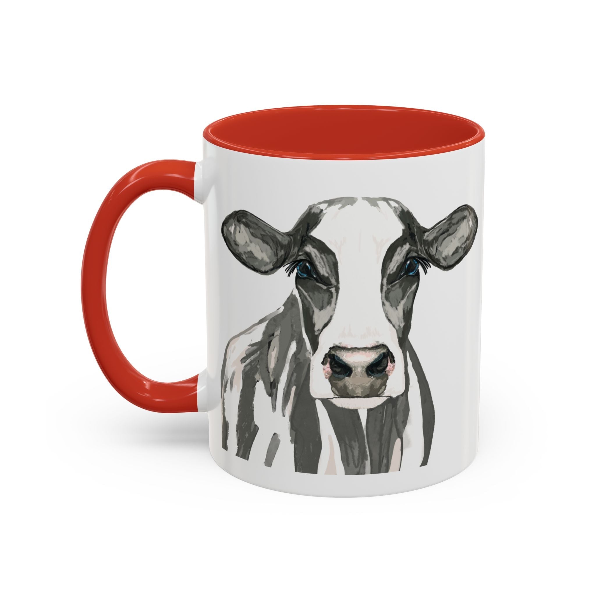 Farmhouse Cow Two Tone Ceramic Mugs - Blue Cava