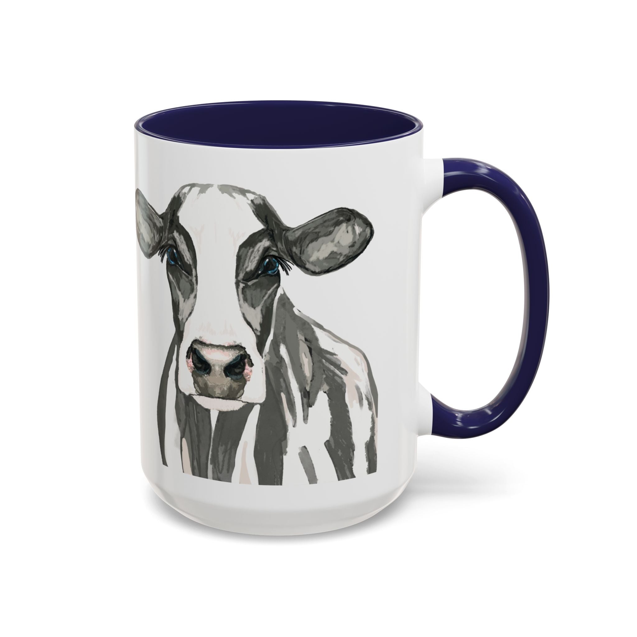 Farmhouse Cow Two Tone Ceramic Mugs - Blue Cava