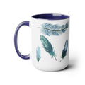 Feathers Two - Tone Ceramic Coffee Mugs - Blue Cava
