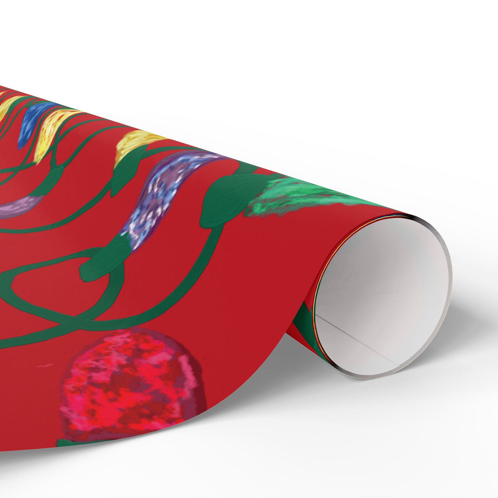 Festive Christmas Lights Wrapping Paper, Eco-Friendly - Blue Cava